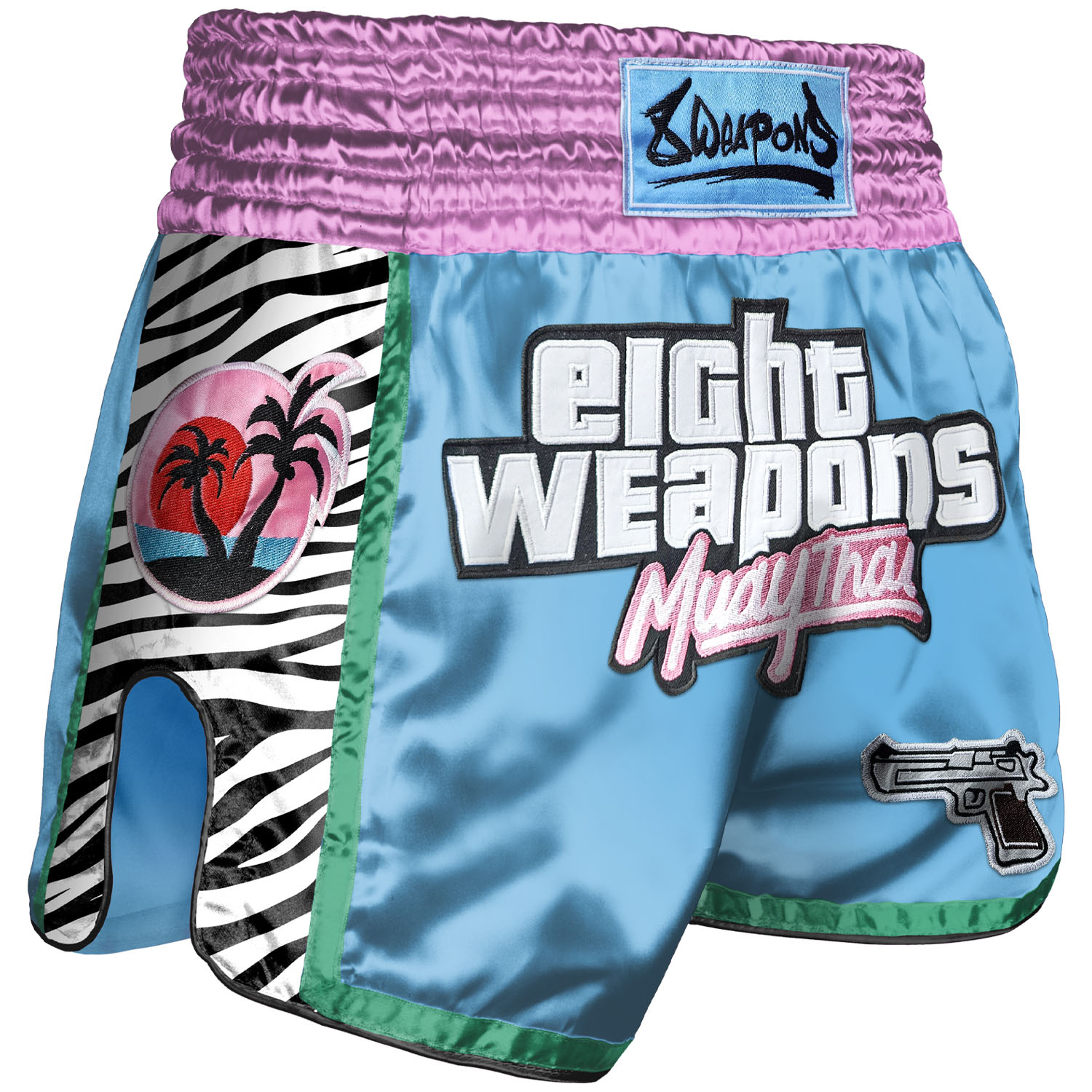 8 WEAPONS Muay Thai Shorts, Miami Thai, blau, XL