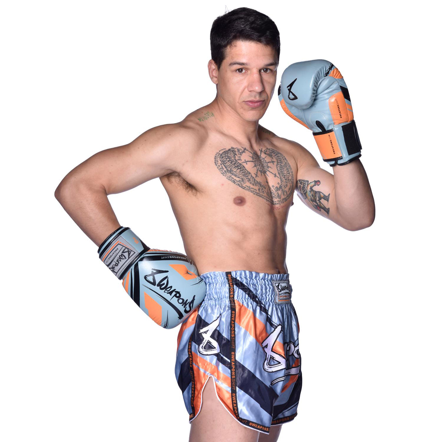 8 WEAPONS Boxing Gloves, Shift, ice-grey-orange, 16 Oz