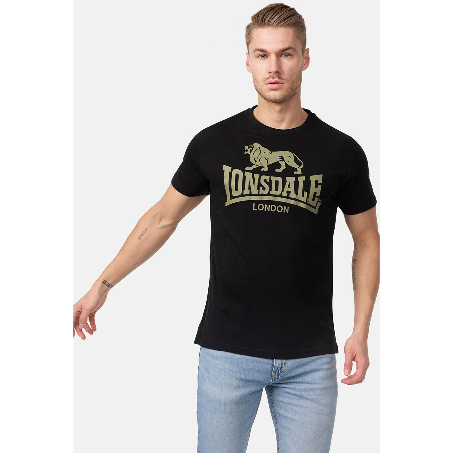 Lonsdale T-Shirt, Logo, black-olive