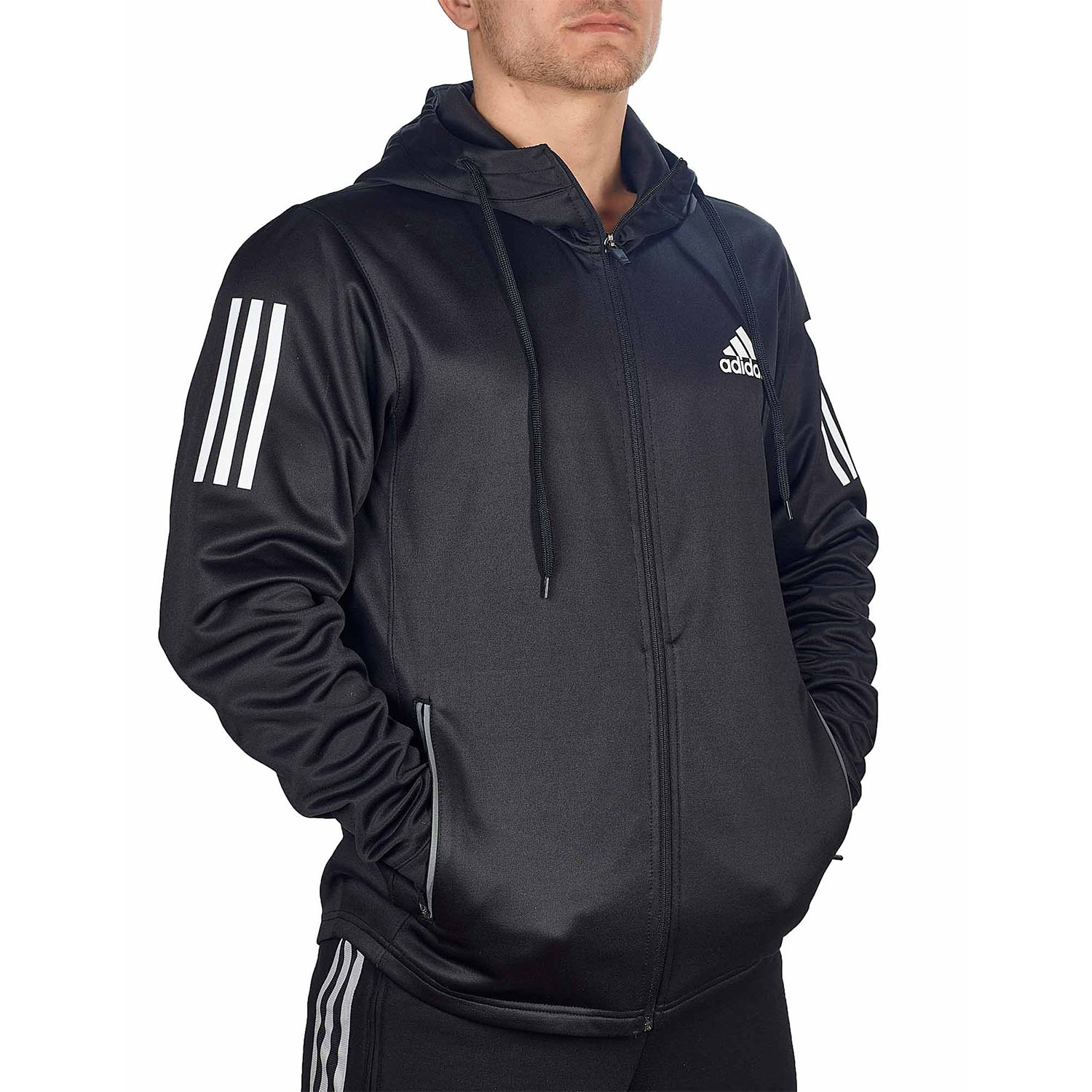 adidas Zip Hoody, Boxwear Tech, schwarz-weiß, S