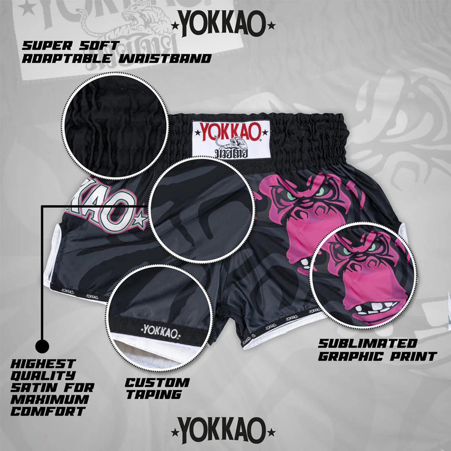 YOKKAO Muay Thai Shorts, Primate Carbon Fit, black, XXL