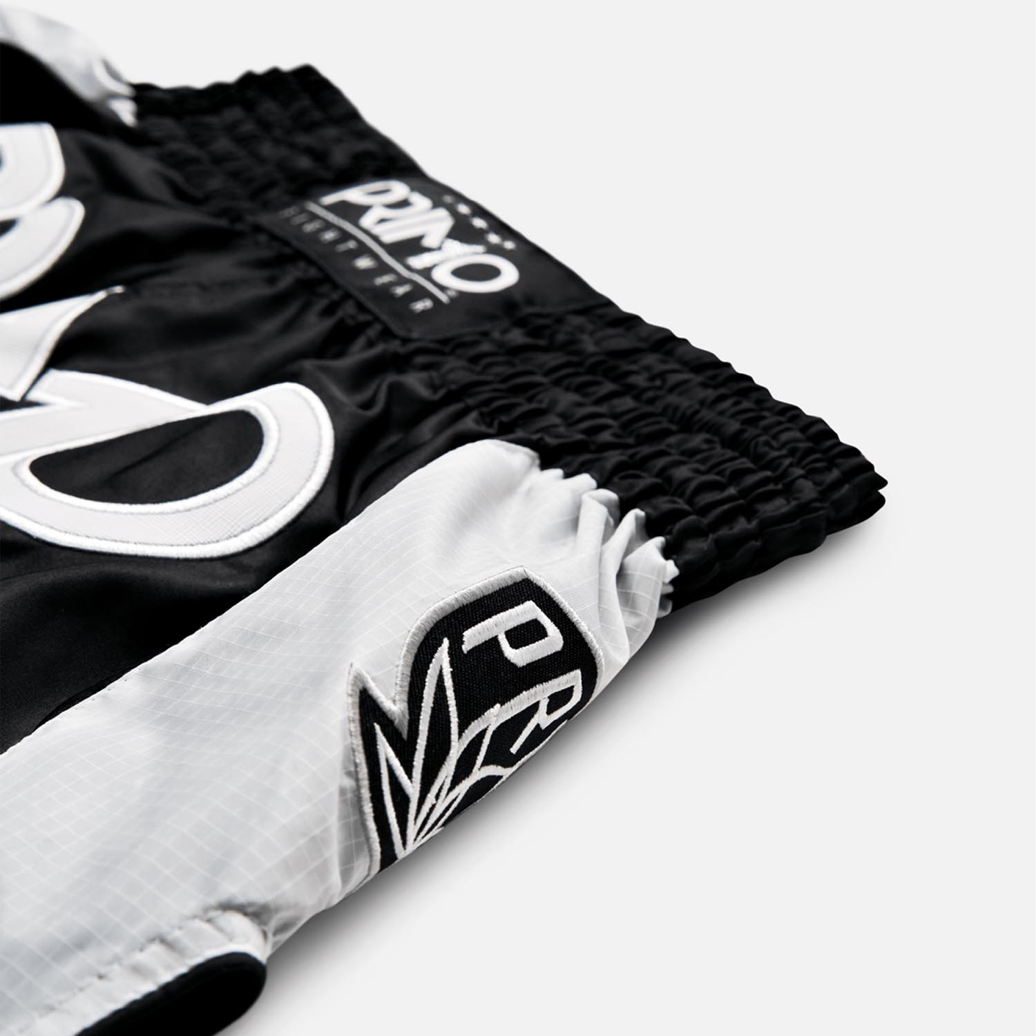 PRIMO Muay Thai Shorts, Off Wai, black-white, XXL