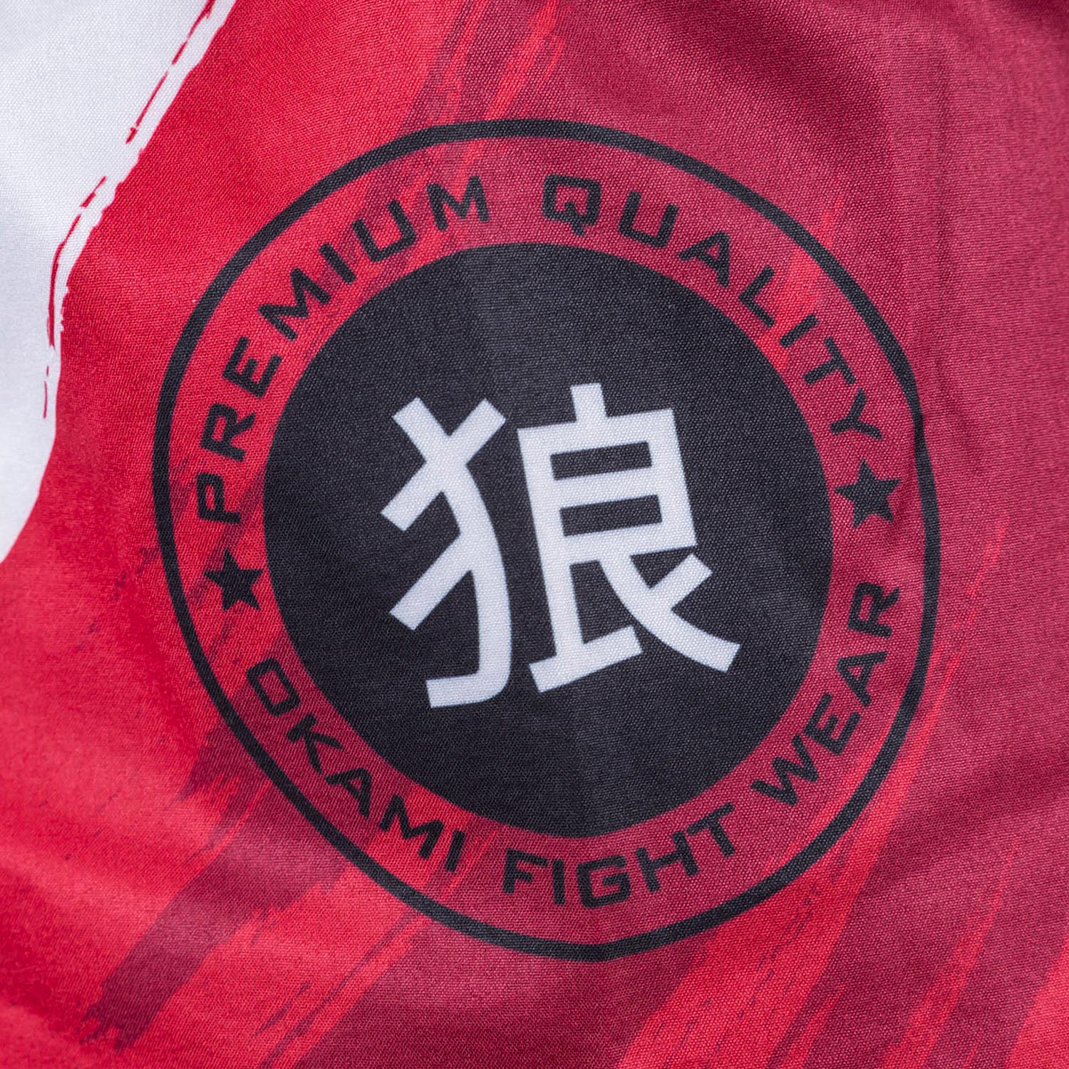 OKAMI MMA Fight Shorts, Cube, rot-grau-weiß, L