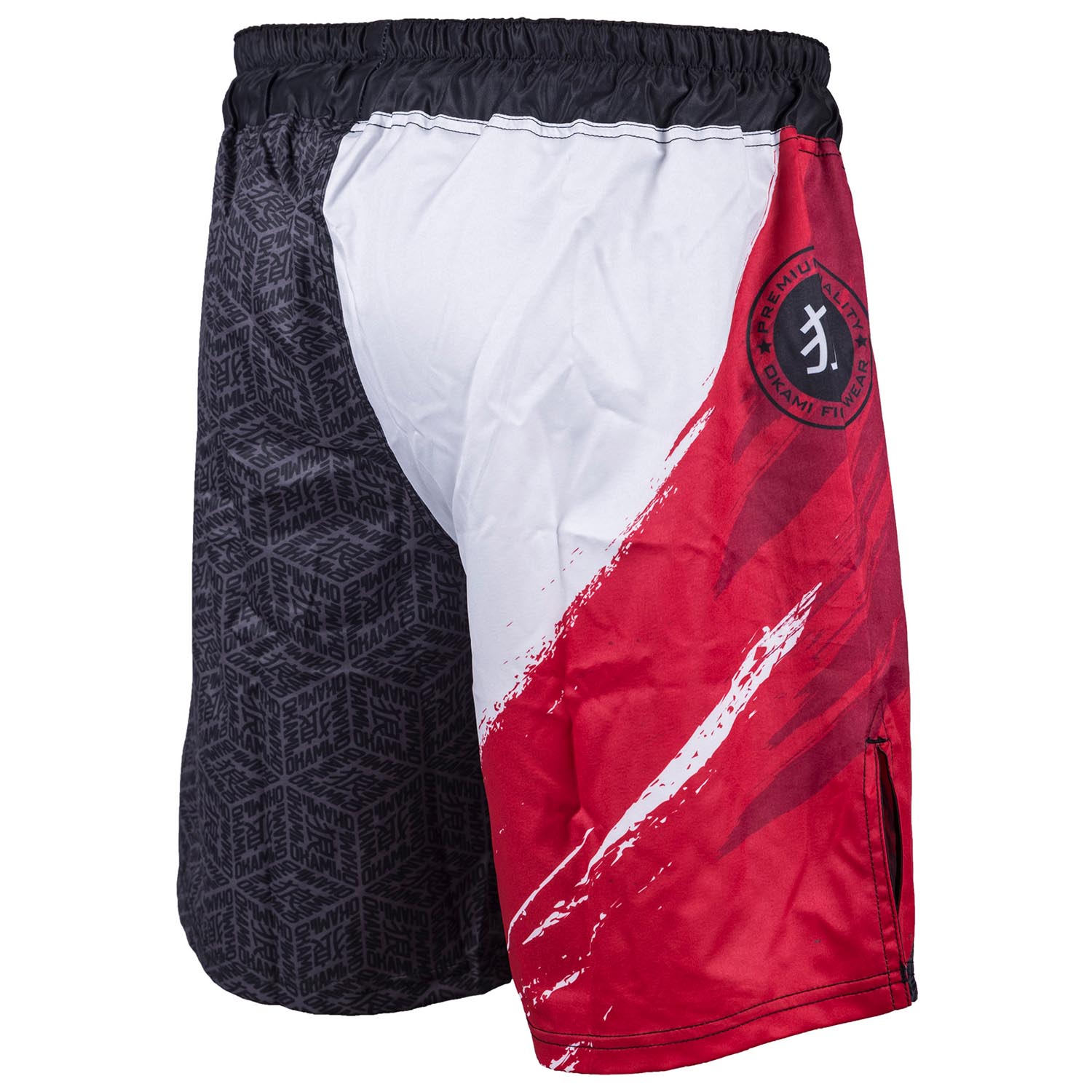 OKAMI MMA Fight Shorts, Cube, rot-grey-white, XXL