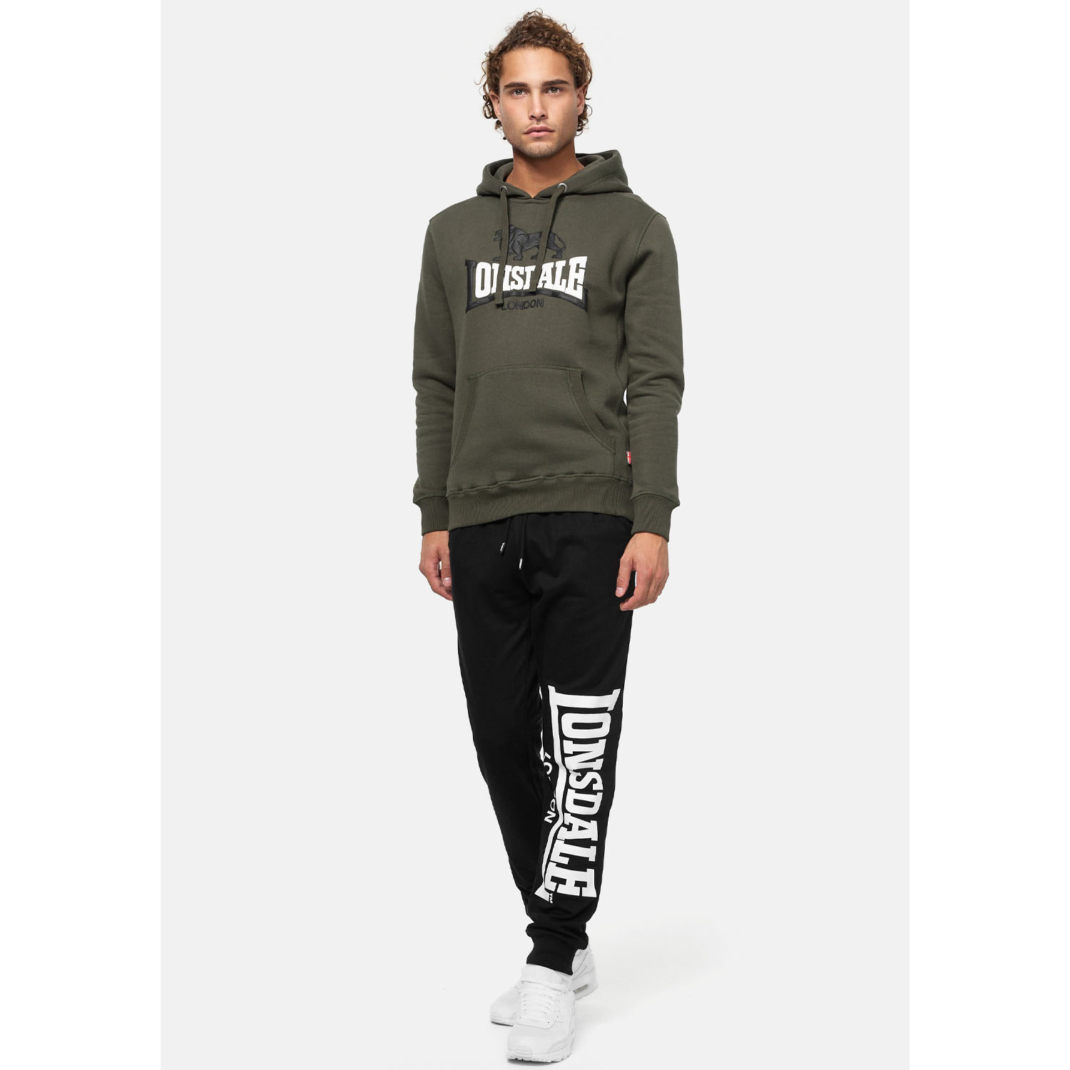 Lonsdale Hoody, Thurning, olive-black-white, S
