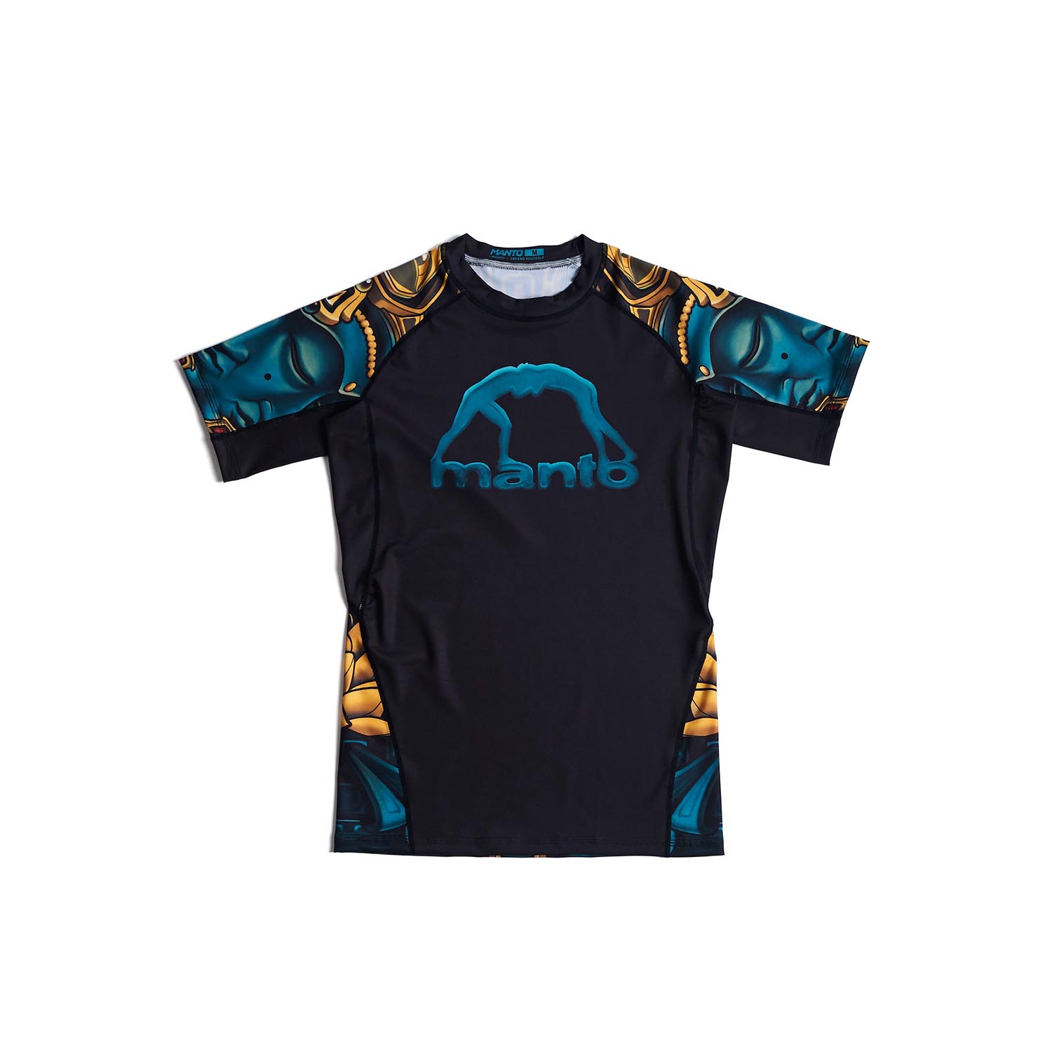 MANTO Rashguard, S/S, Big Buddha, black-blue-gold, XL