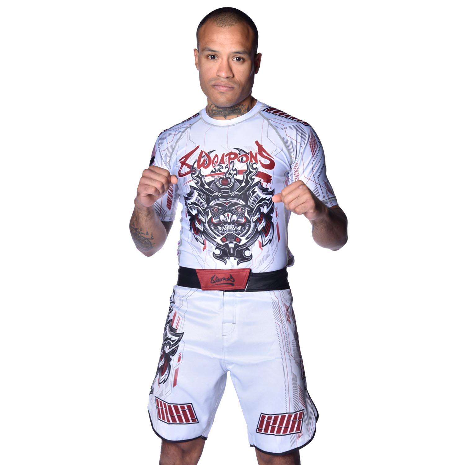 8 WEAPONS Fight Shorts, Samurai 2.0, white-red, XXL