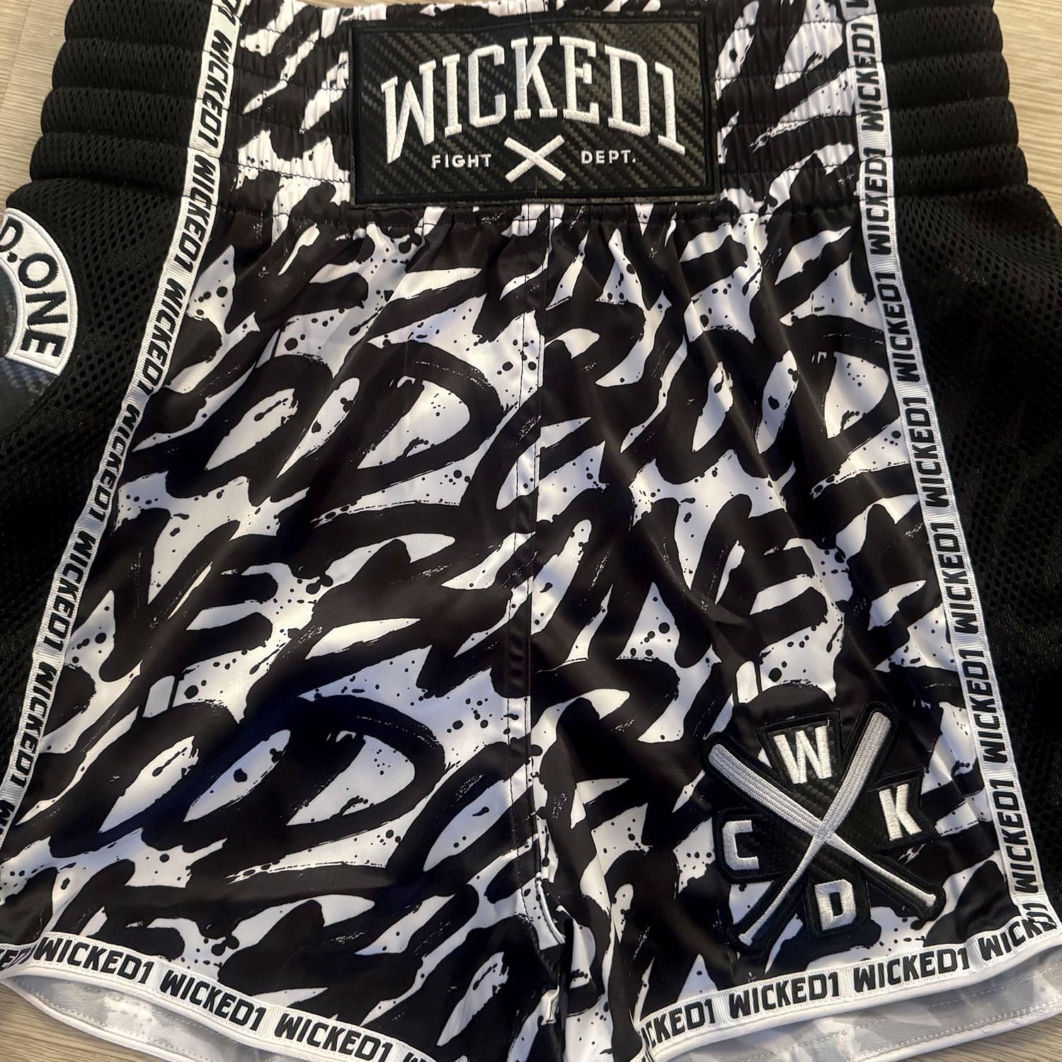 Wicked One Muay Thai Shorts, One Blood, black-white, XXL