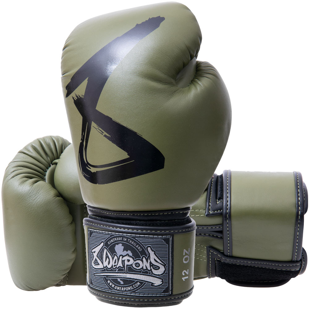 8 WEAPONS Boxing Gloves, BIG 8 Premium, olive, 12 Oz
