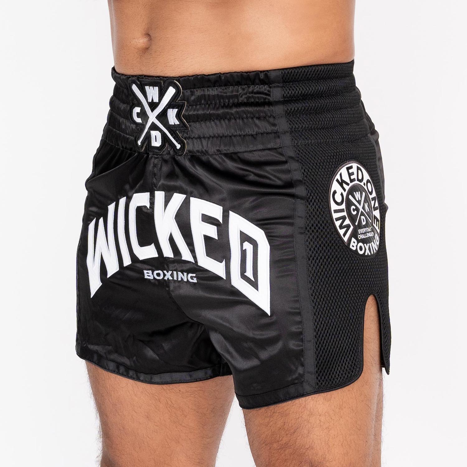 Wicked One Muay Thai Shorts, Block, schwarz, S