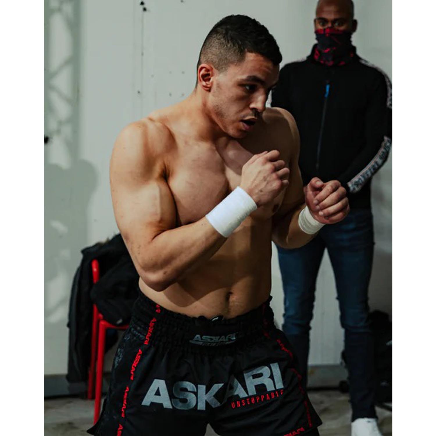 ASKARI Muay Thai Shorts, Kaliber, black-red, XXL