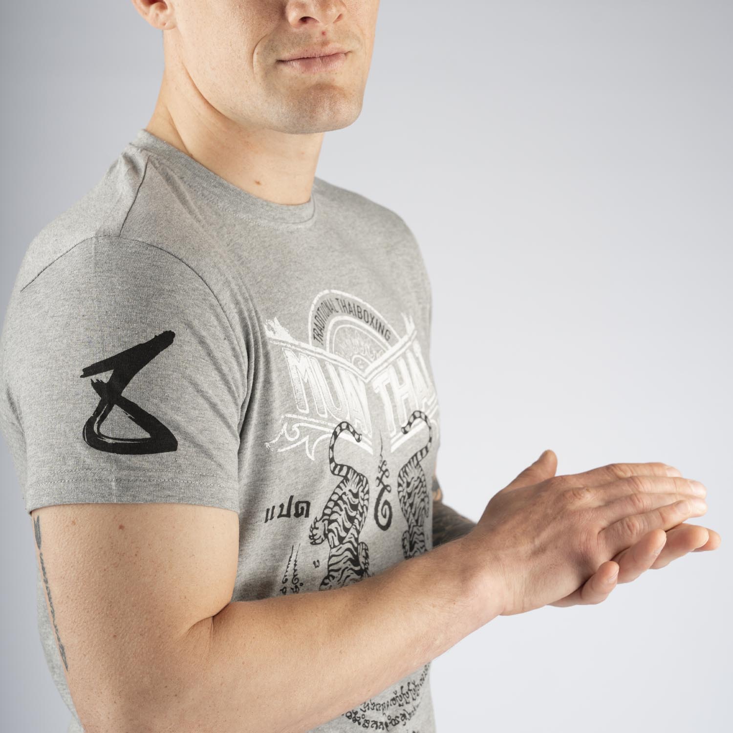 8 WEAPONS T-Shirt, Sak Yant Tigers, grau, XXL