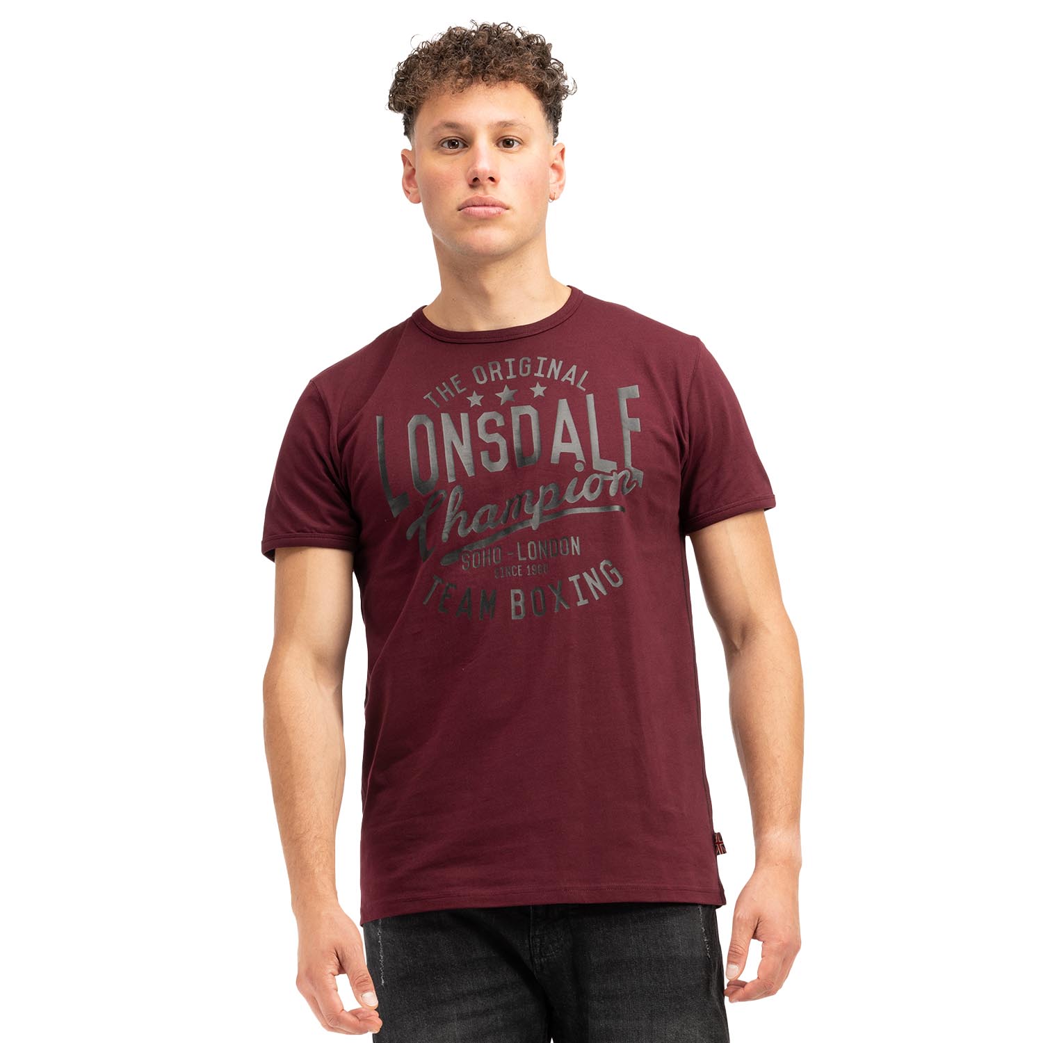 Lonsdale T-Shirt, Harehills, winered-black