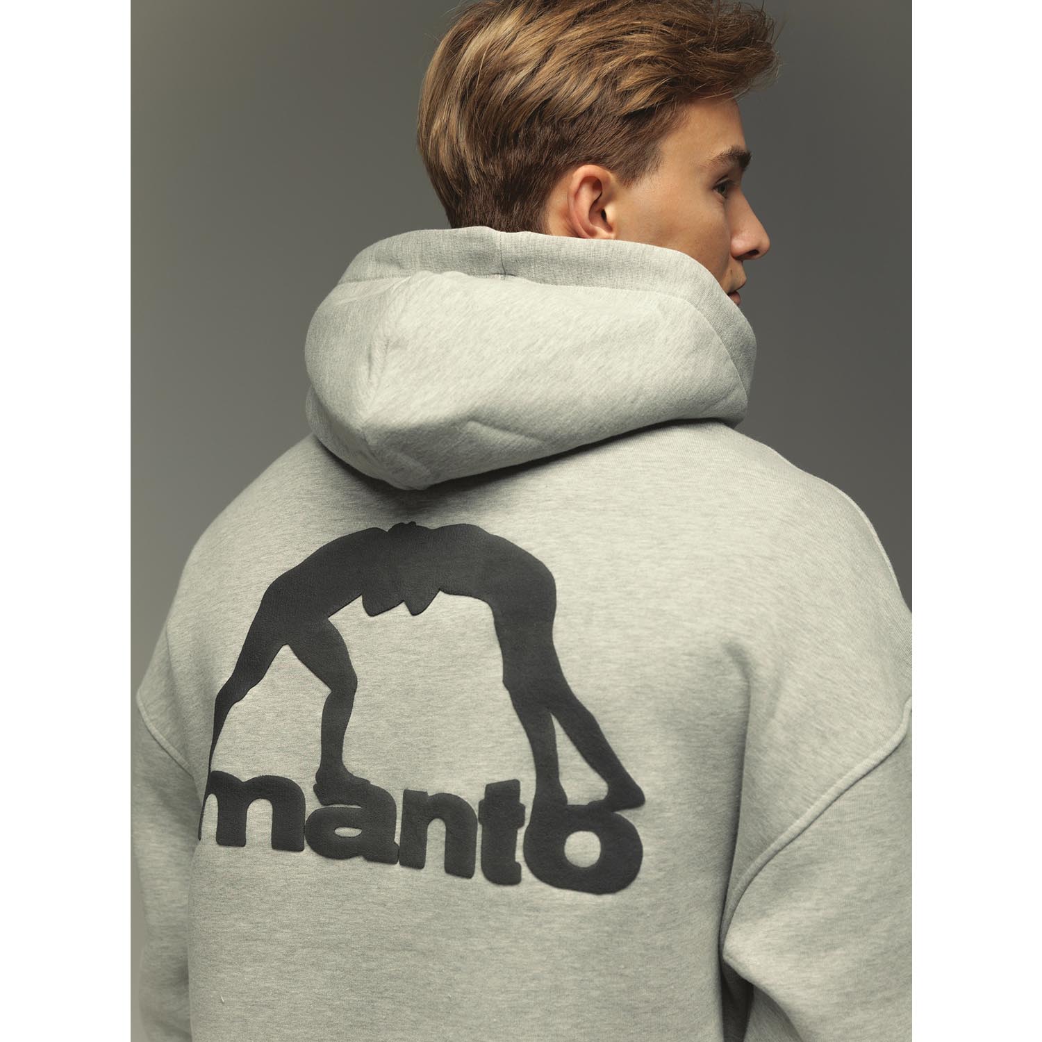 MANTO Hoody, Label, Oversize, grau, S