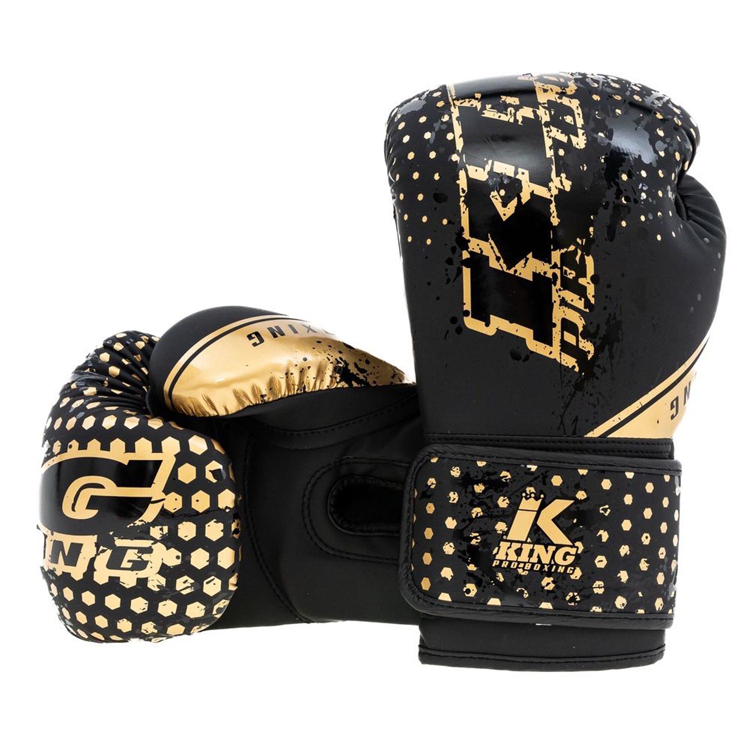 KING PRO BOXING Boxing Gloves, Hexagon 2, black-gold, 6 Oz