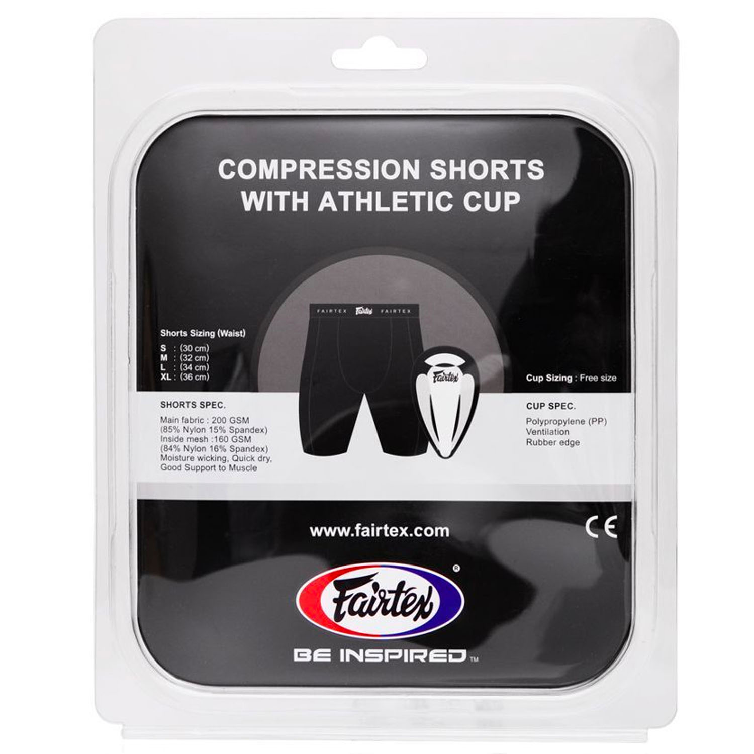 Fairtex Compression Shorts, with Athletic Cup, GC3, black, XL