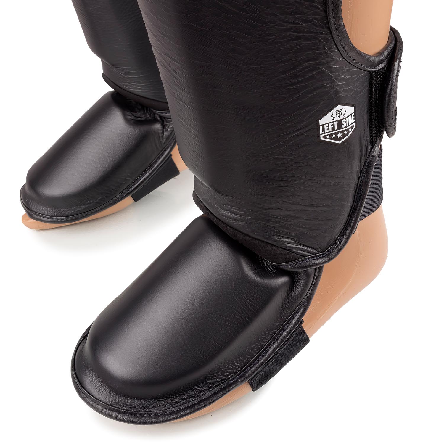 TOP KING BOXING Shin Guards, Pro Genuine Leather, black, XL