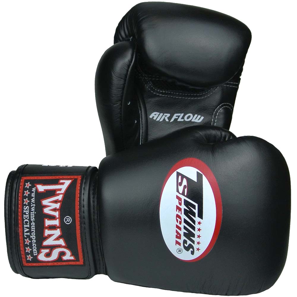 TWINS Special Boxhandschuhe, Leder, AIR, schwarz, 16 Oz