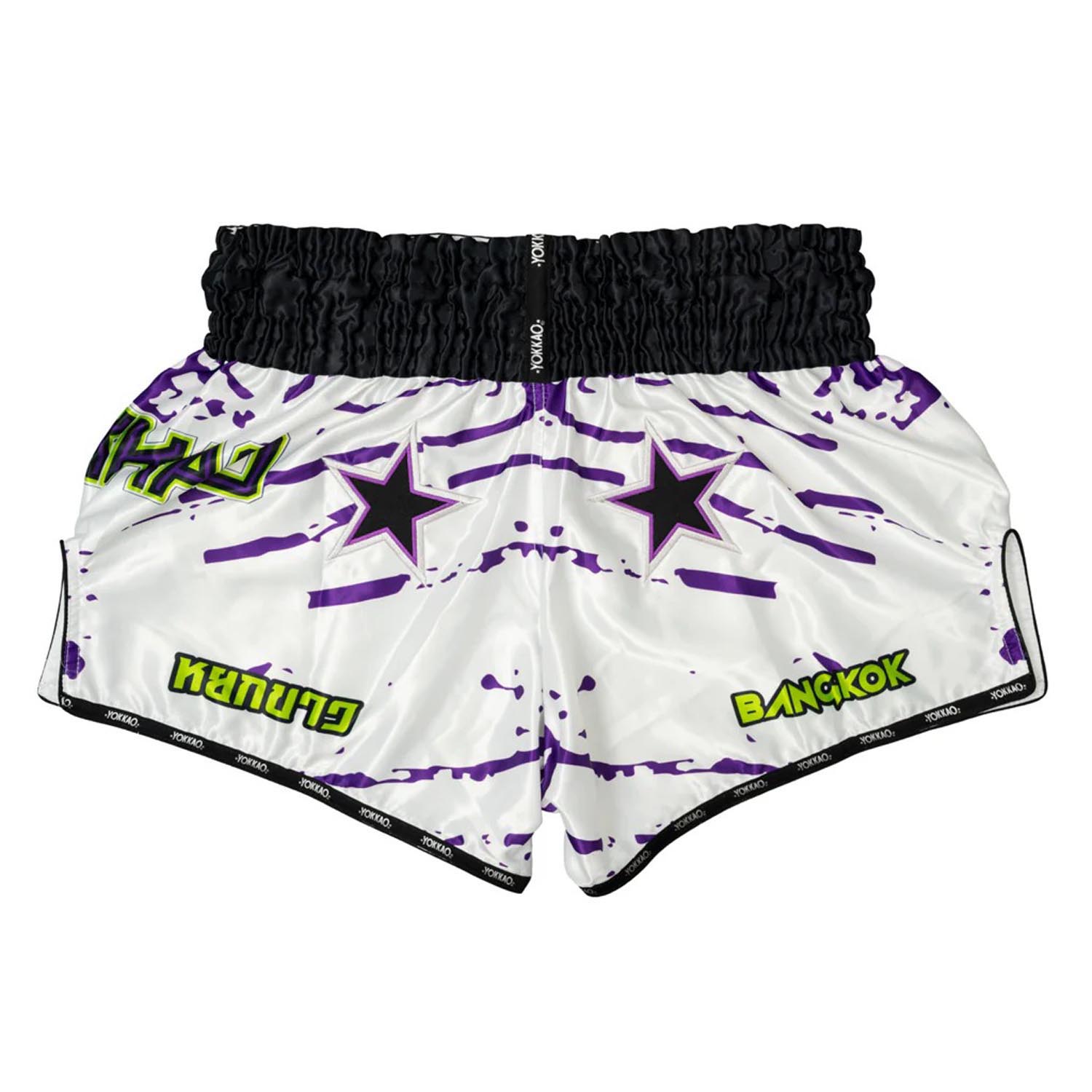 YOKKAO Muay Thai Shorts, Angry Bull, white-purple, XXL