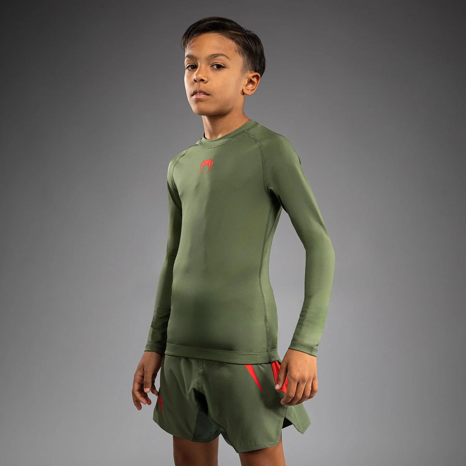 VENUM Rashguard, L/S, Kids, Contender, khaki-orange, 14 J