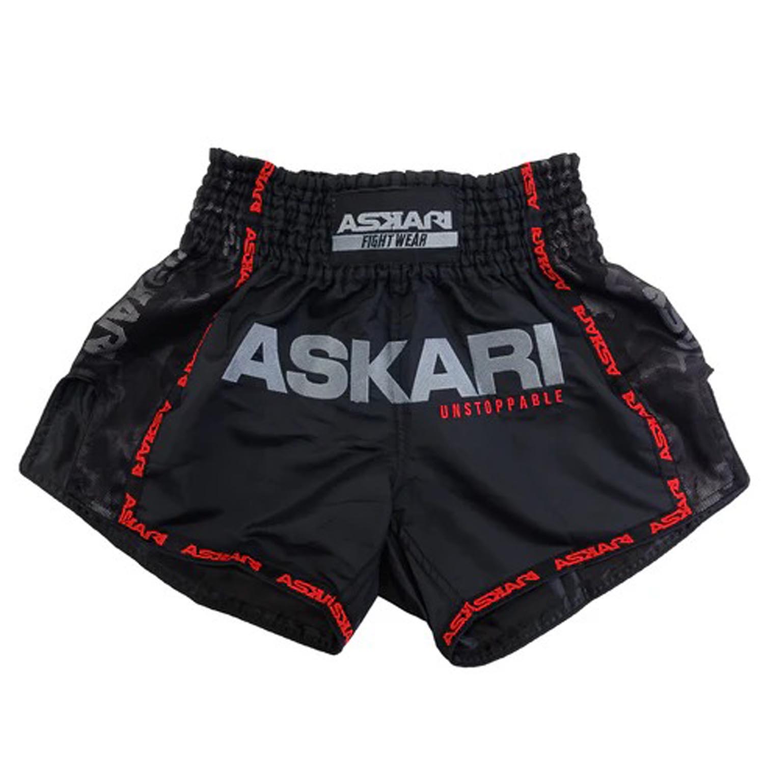 ASKARI Muay Thai Shorts, Kaliber, black-red, XXL