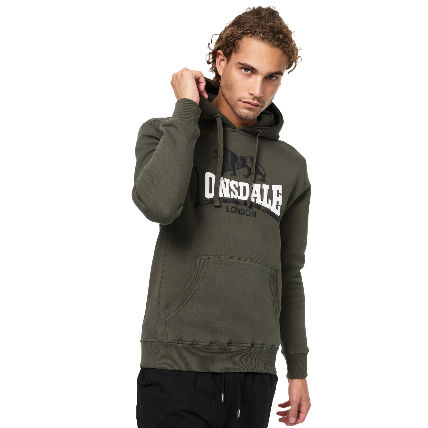 Lonsdale Hoody, Thurning, olive-black-white, XXXL