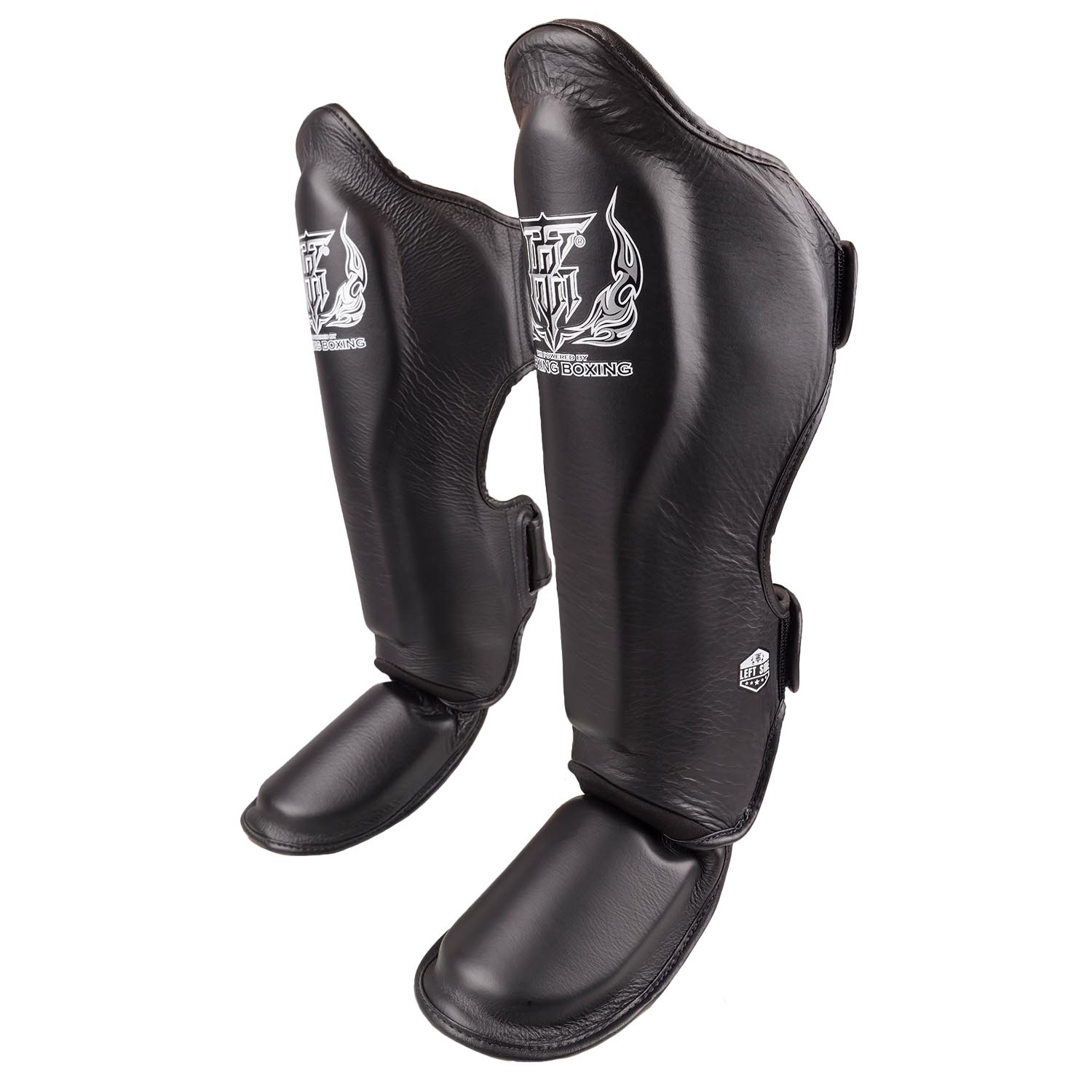 TOP KING BOXING Shin Guards, Pro Genuine Leather, black, XL