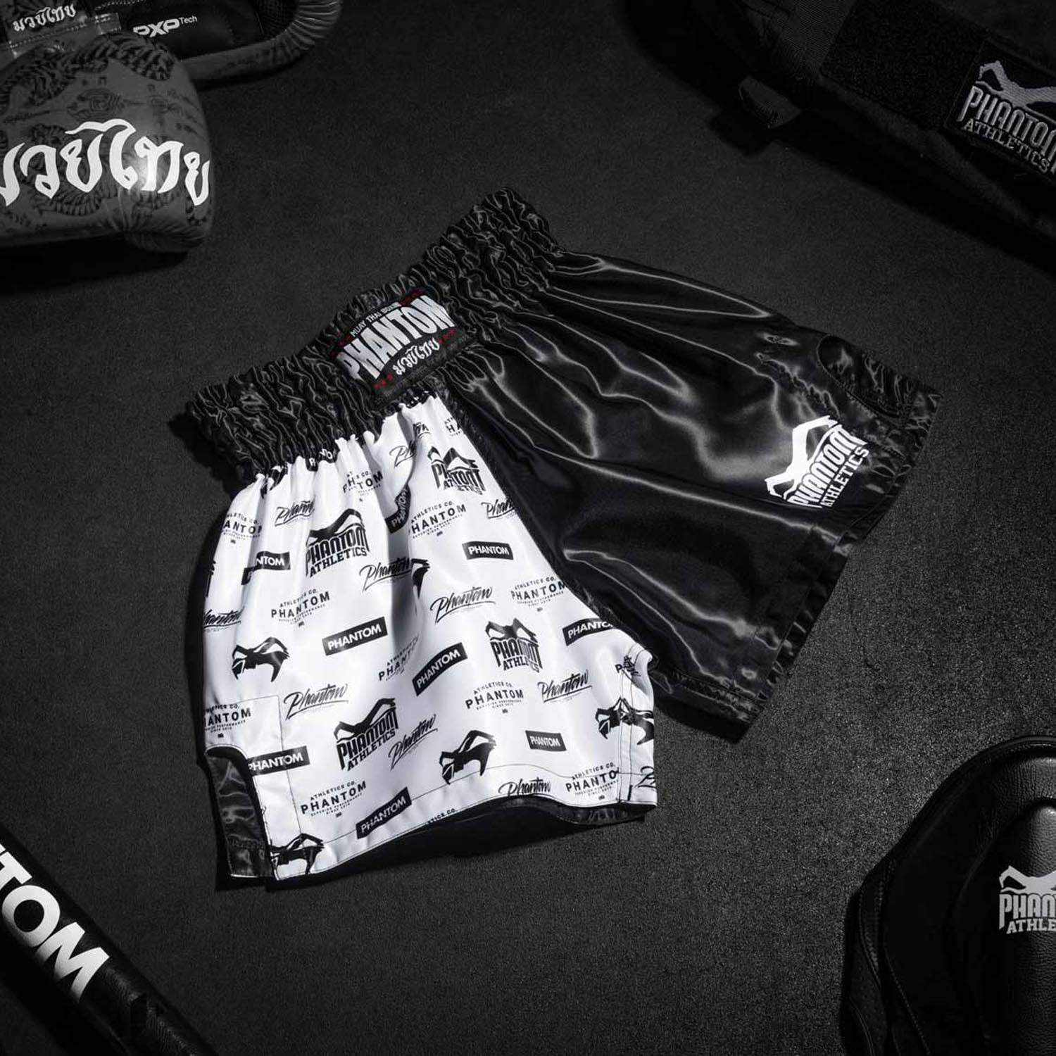 Phantom Athletics Muay Thai Shorts, Legend, schwarz-weiß, XL