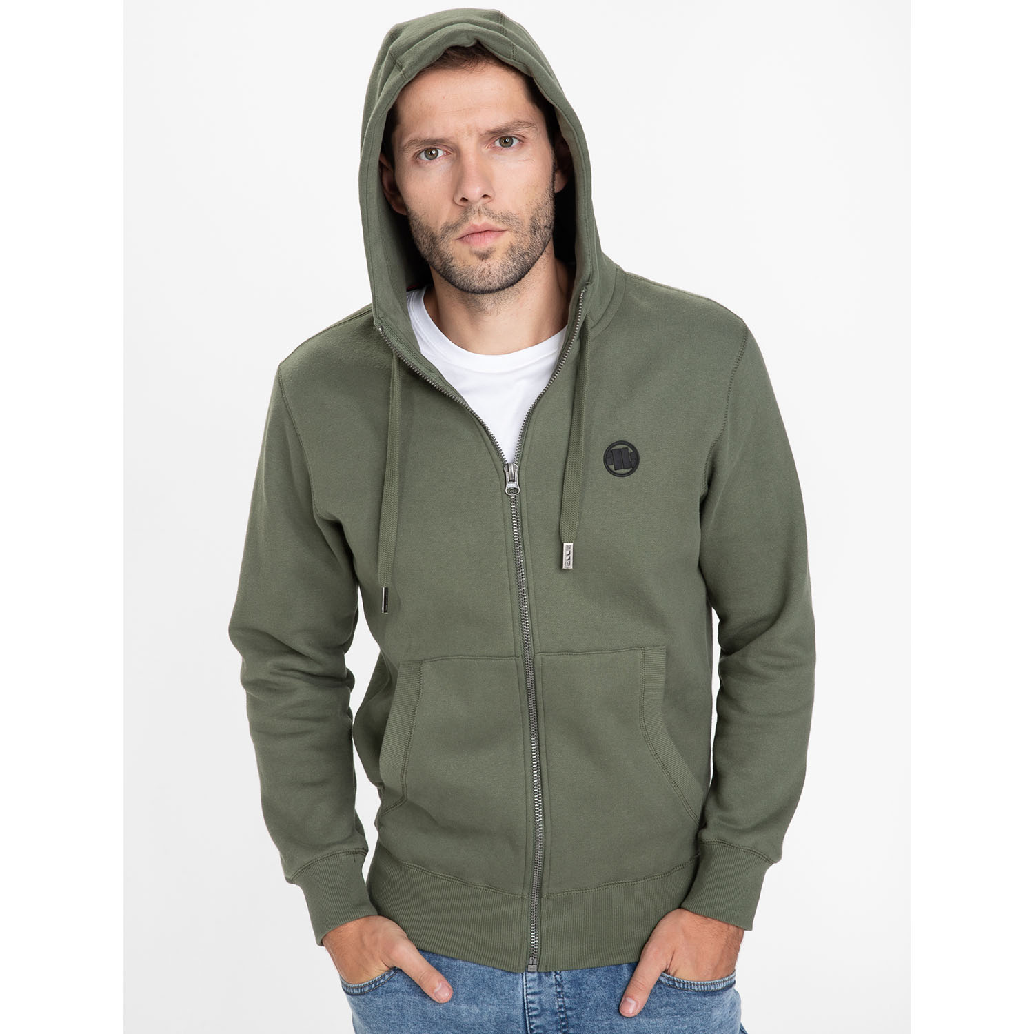 Pit Bull West Coast Zip Hoody, Small Logo, olive, XXXL