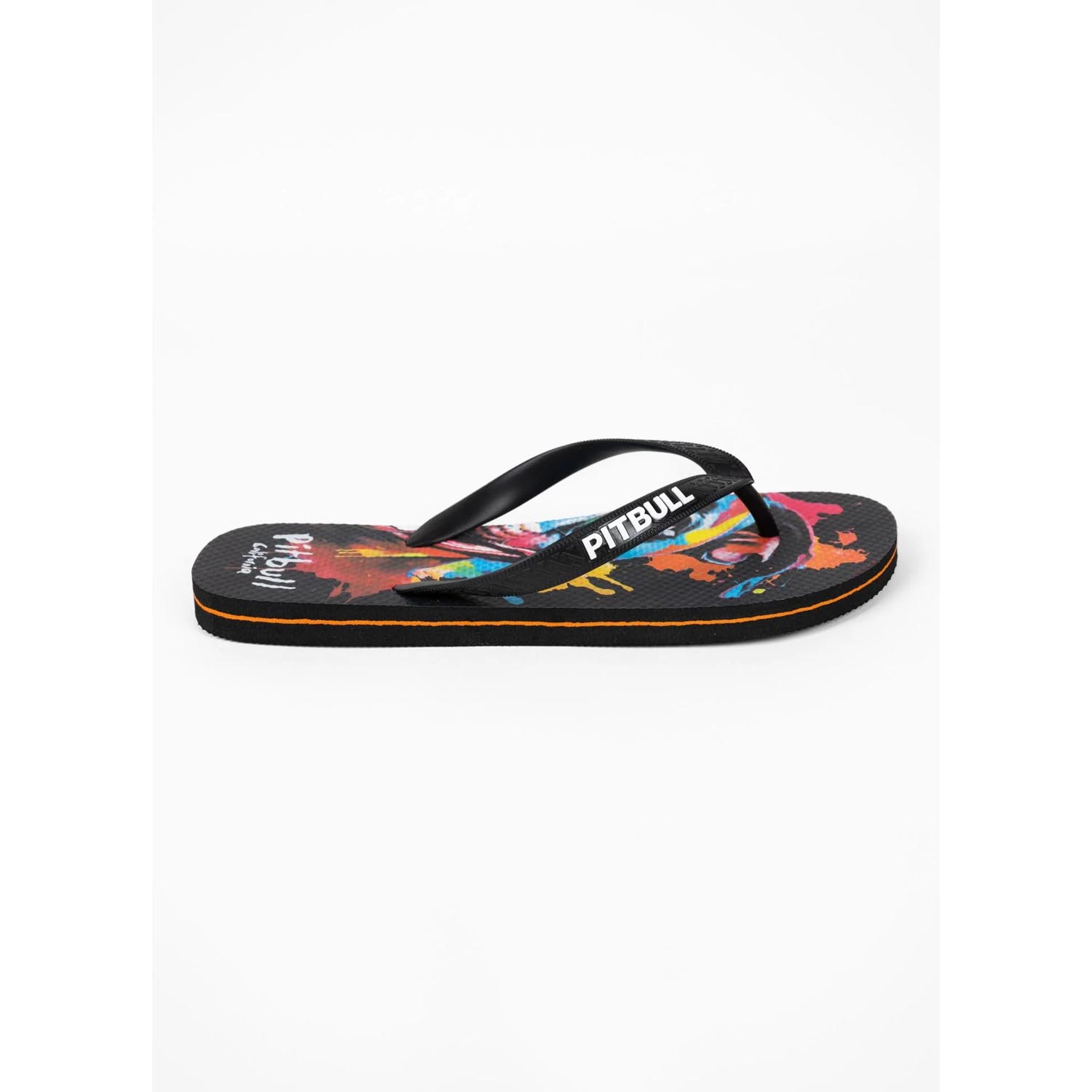 Pit Bull West Coast Flip Flops, Watercolor Dog, black, 46