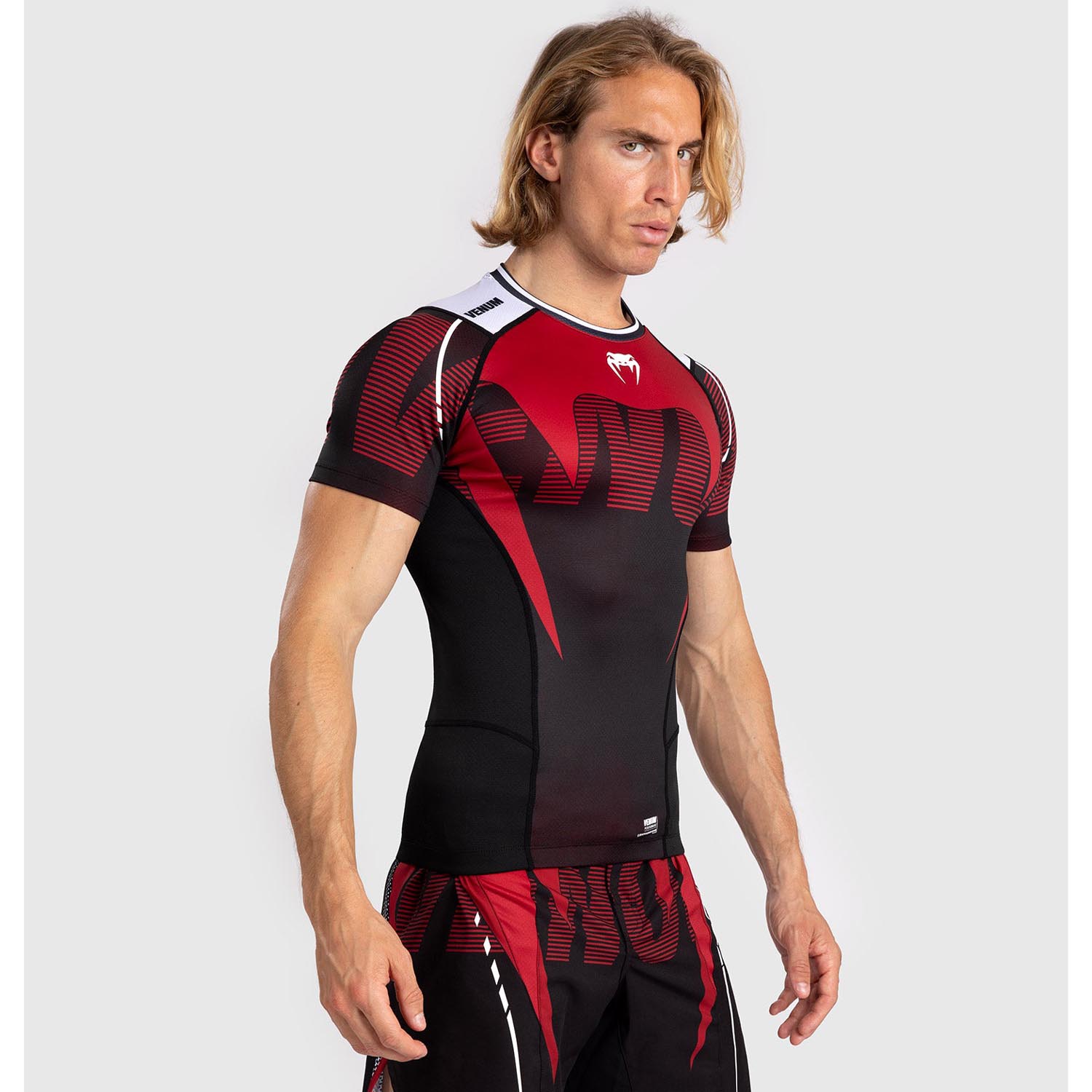 VENUM Rashguard, S/S, Adrenaline, schwarz-rot, XL