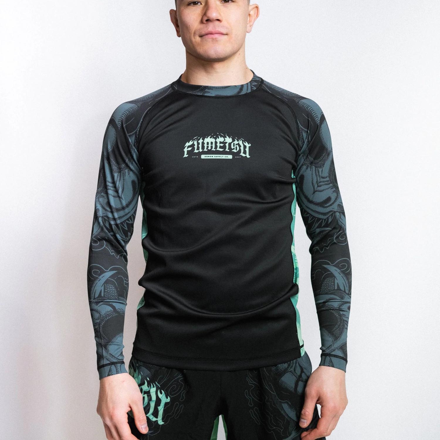 Fumetsu Rashguard, L/S, Oni, black-mint, XXL