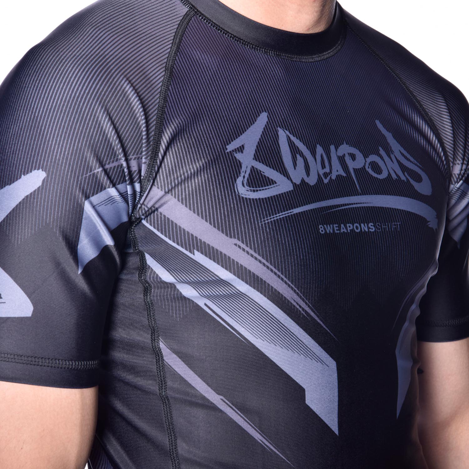 8 WEAPONS Rashguard, S/S, Shift, schwarz-matt XXL