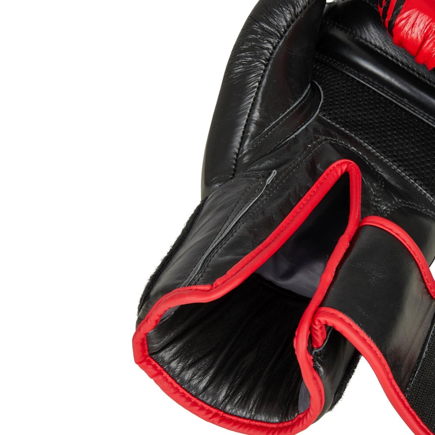 PX Boxing Gloves, Leather, black-red, 10 Oz