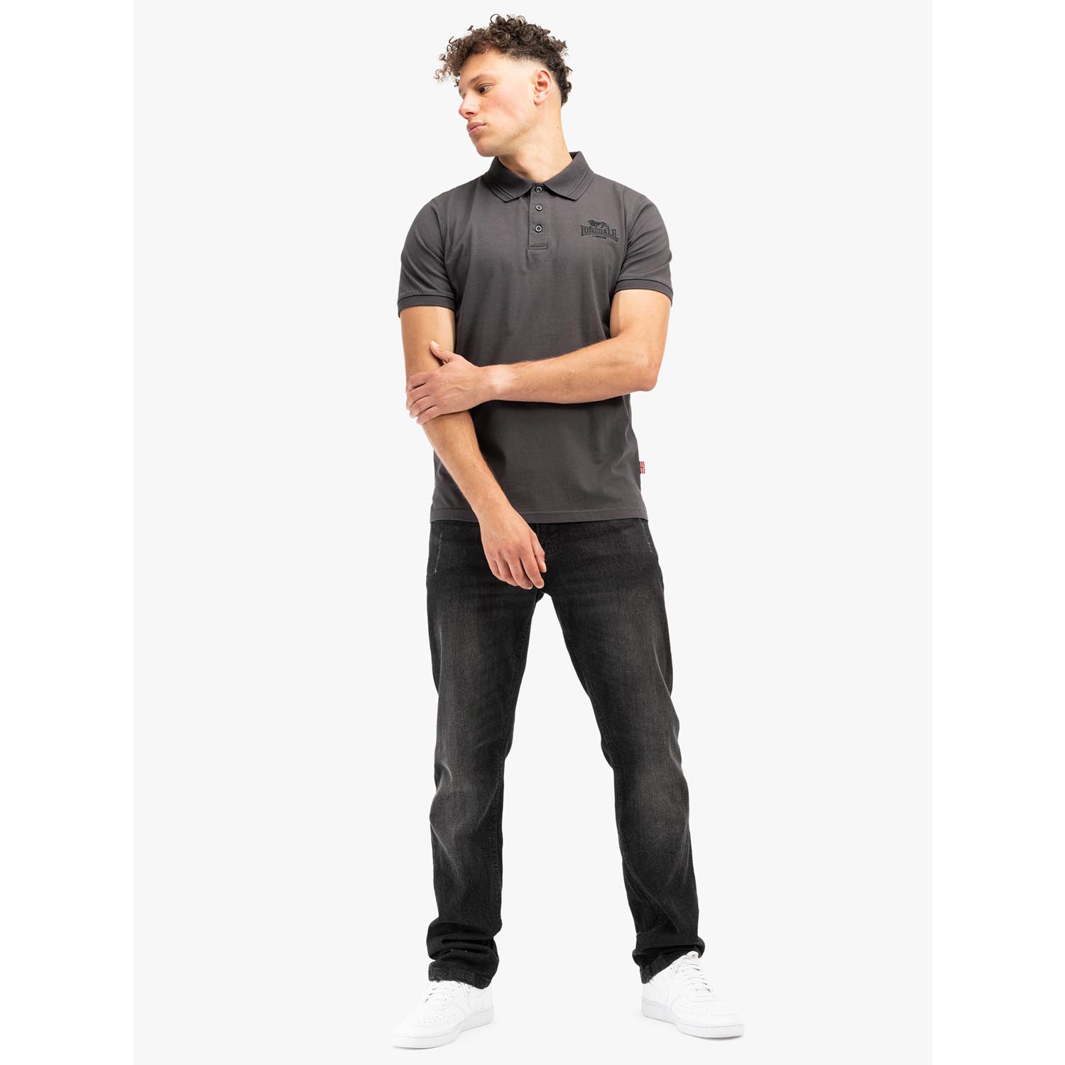 Lonsdale Polo Shirt, Lambston, dark grey, L