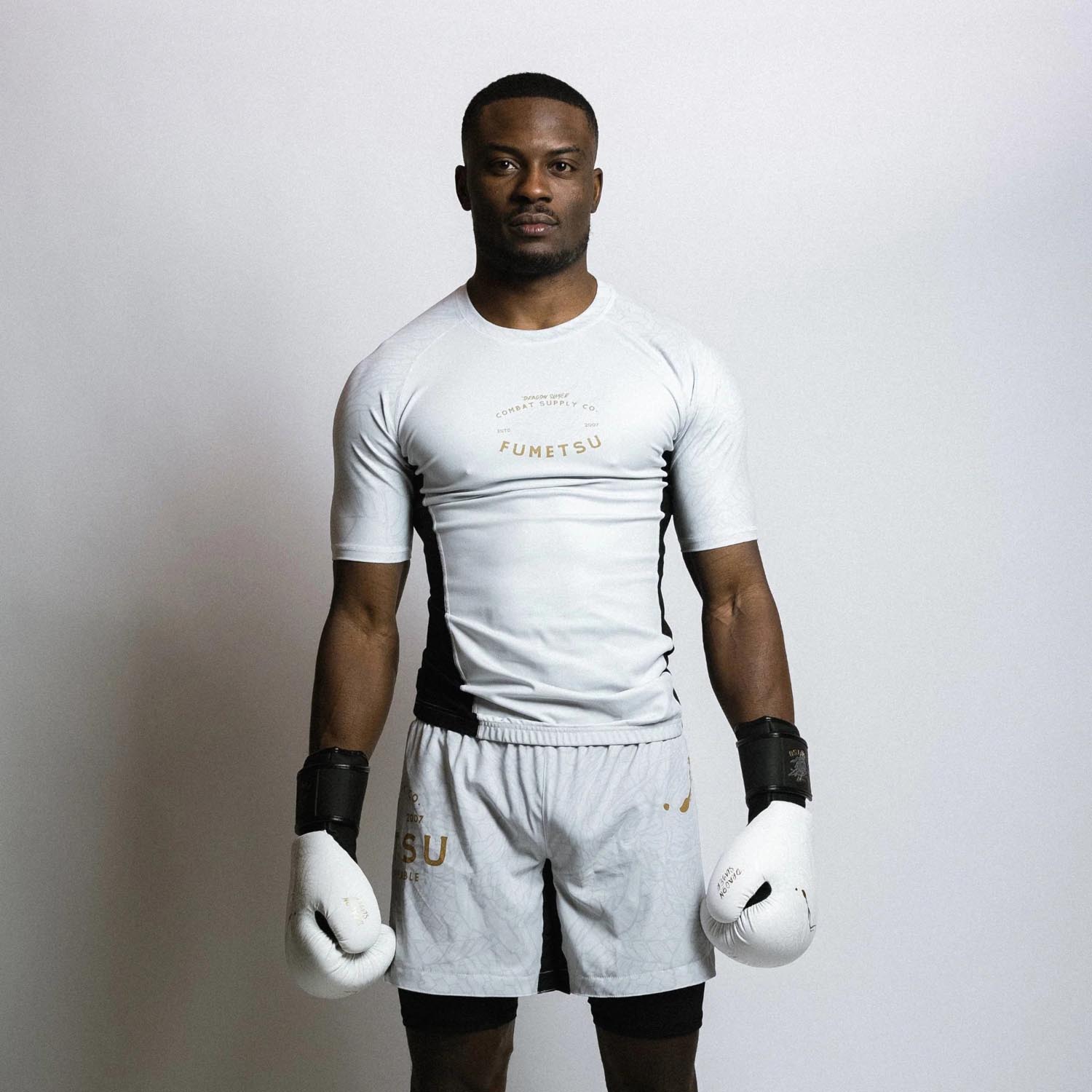 Fumetsu Rashguard, S/S, Dragon Slayer, white-gold, XXL