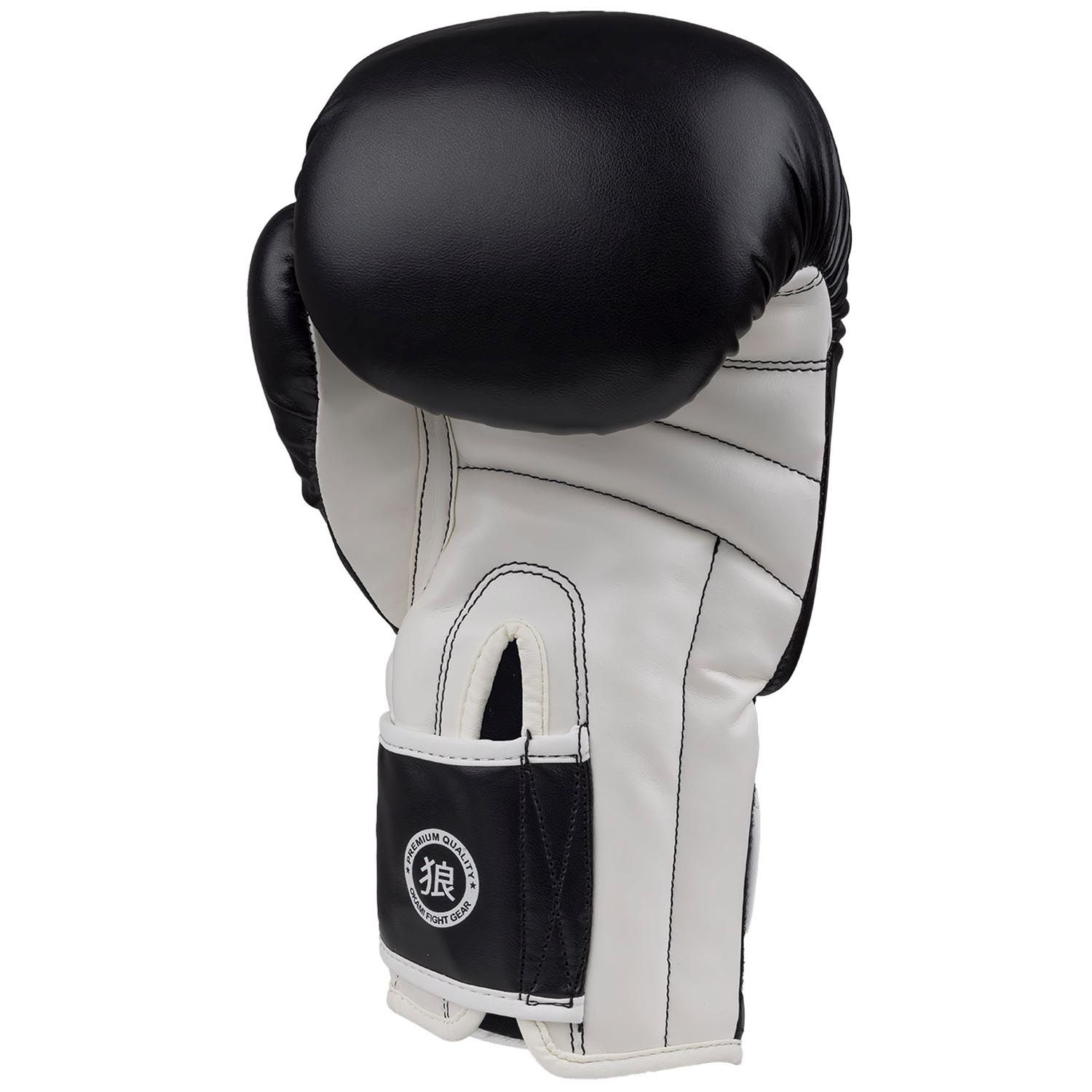 OKAMI Boxing Gloves, Rumble, black-white, 14 Oz