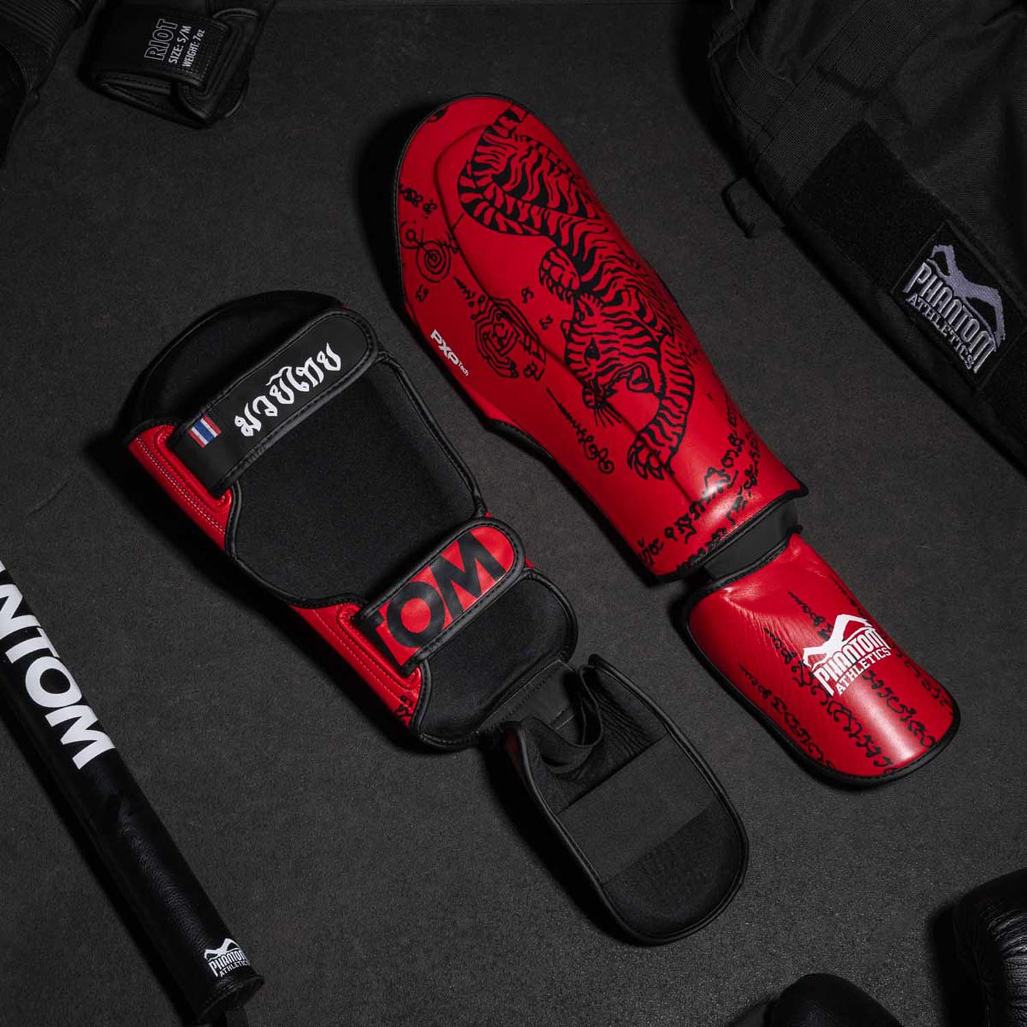 Phantom Athletics Shin Guard, Muay Thai, red, S/M