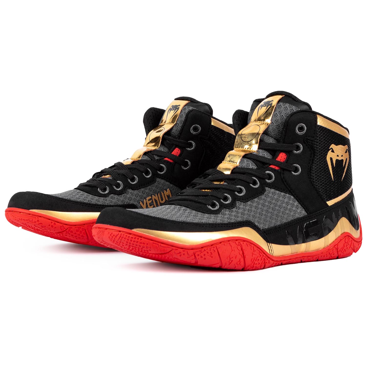 VENUM Wrestling Schuhe, Elite, schwarz-gold-rot, 44.5