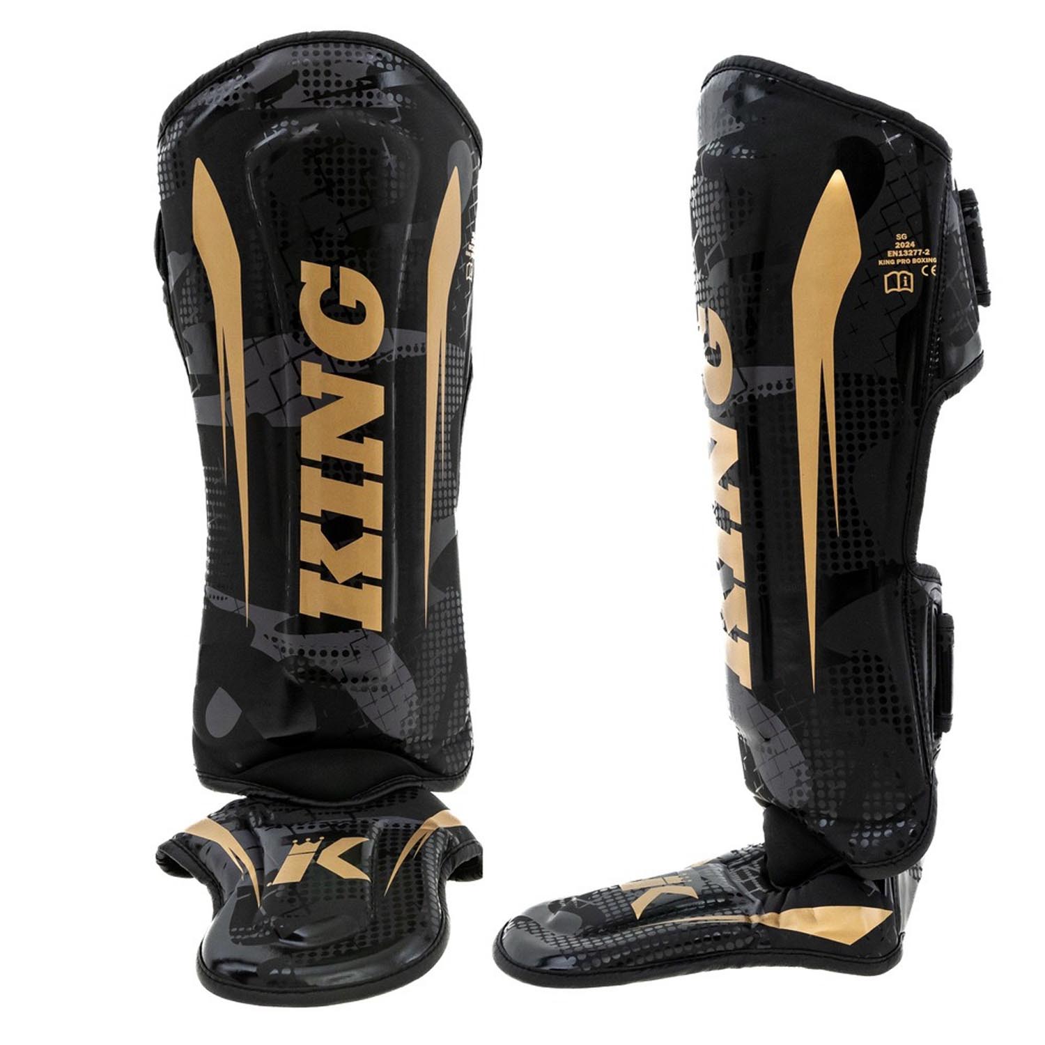KING PRO BOXING Shin Guard, Shogun 2, black-gold, XL