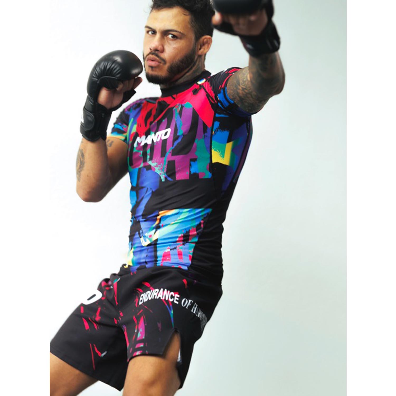 MANTO Rashguard, S/S, Rave, black-pink, XXL