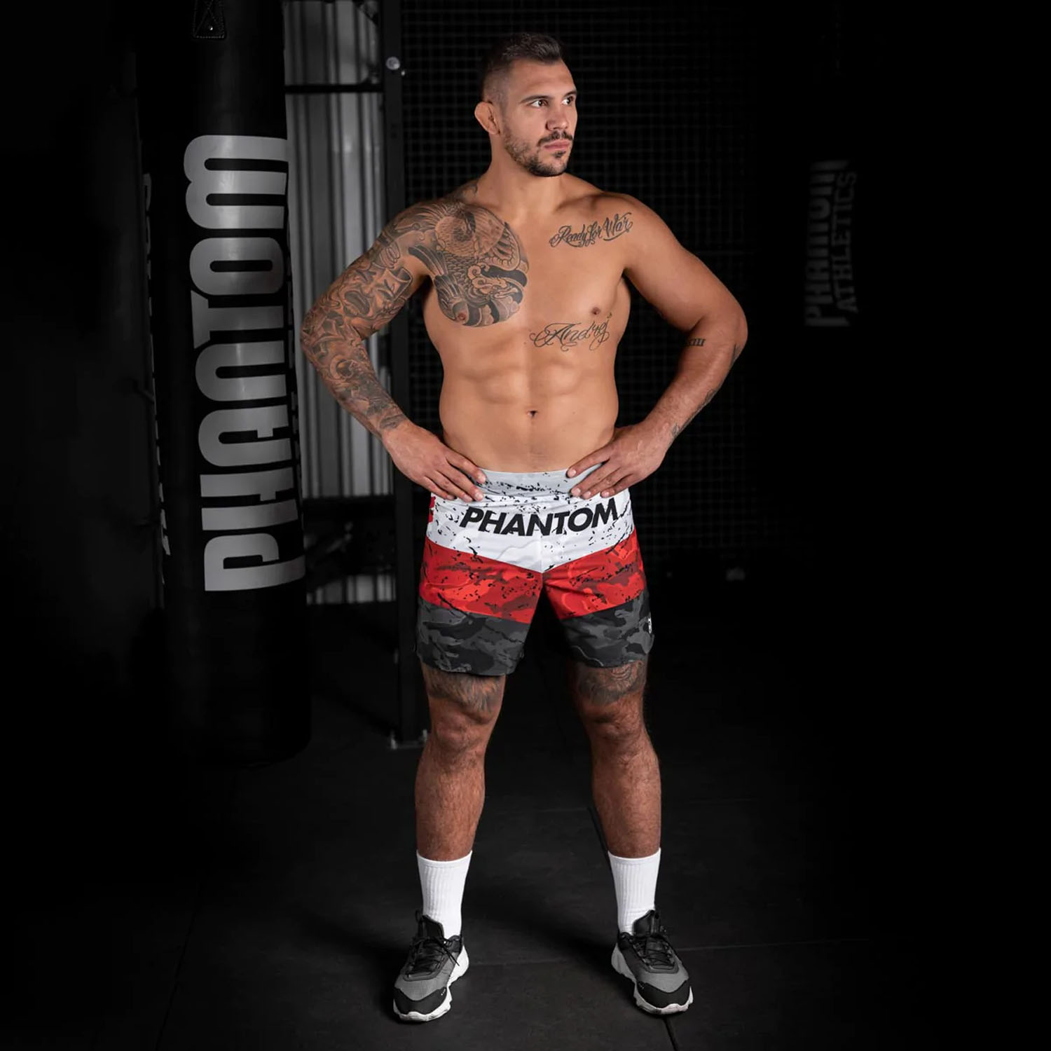 Phantom Athletics MMA Fight Shorts, Flex S, Delta, rot, XXL