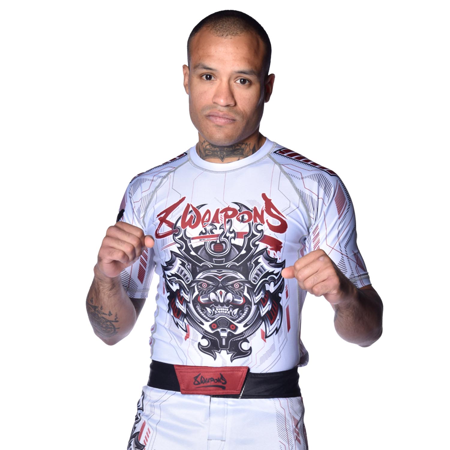 8 WEAPONS Rashguard, S/S, Samurai 2.0, white-red, XXL