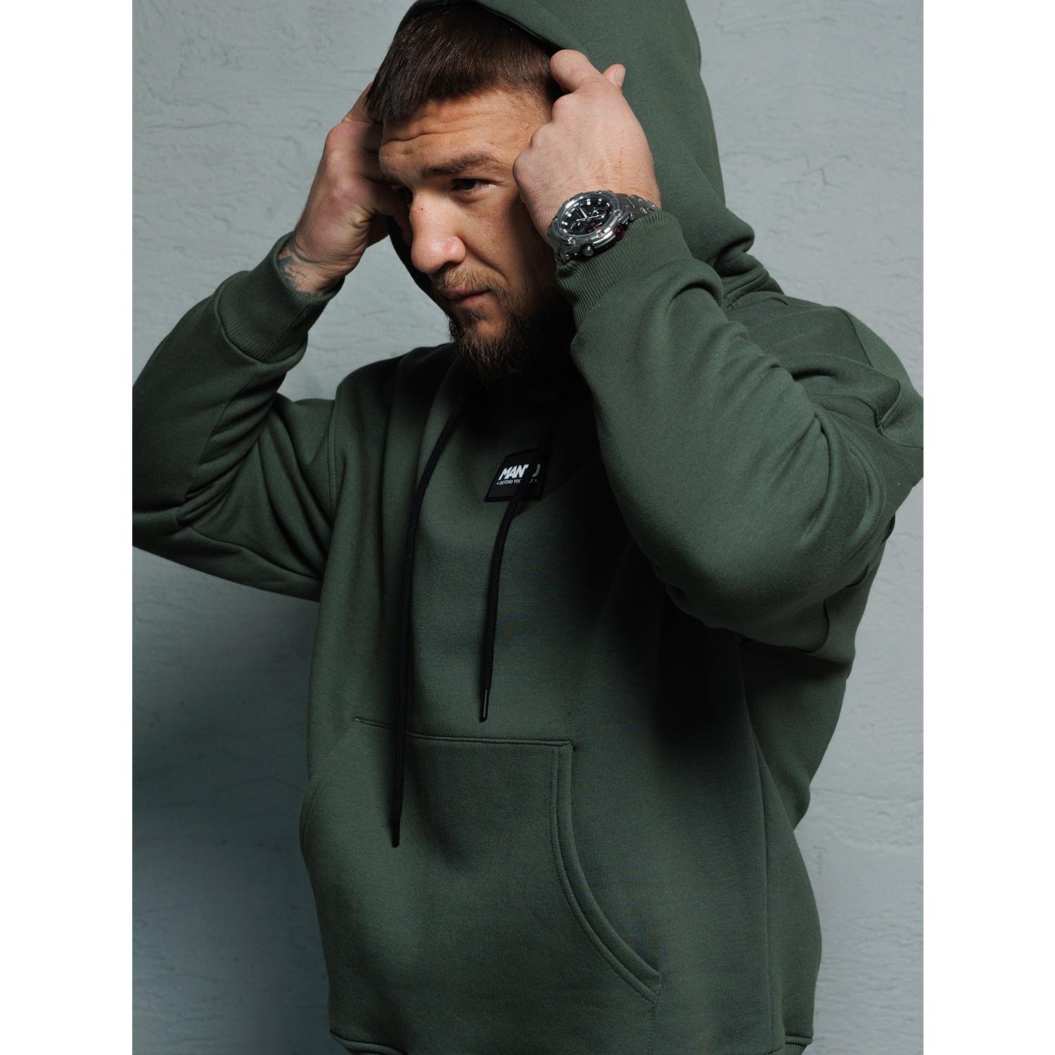 MANTO Hoody, Label, Oversize, khaki, XXL
