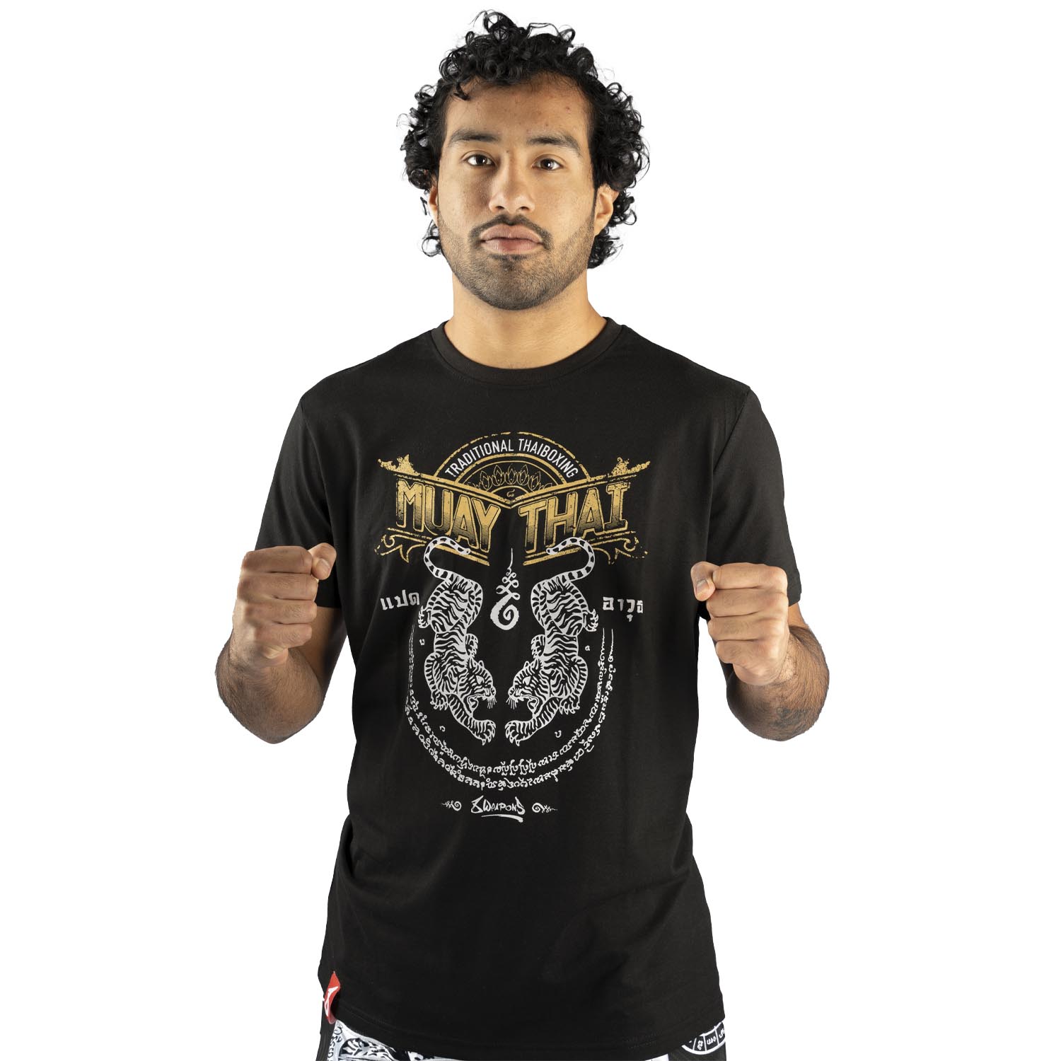 8 WEAPONS Muay Thai T-Shirt, Sak Yant Tigers, black, M