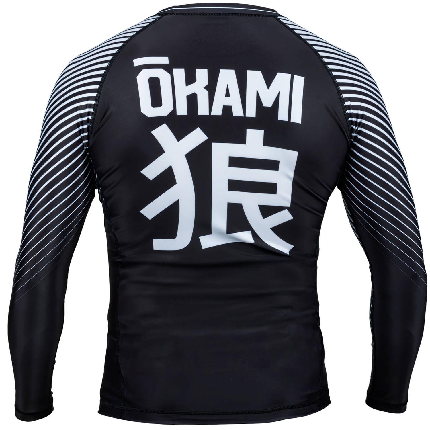 OKAMI Rashguard, L/S, Big Kanji, black-white, XL