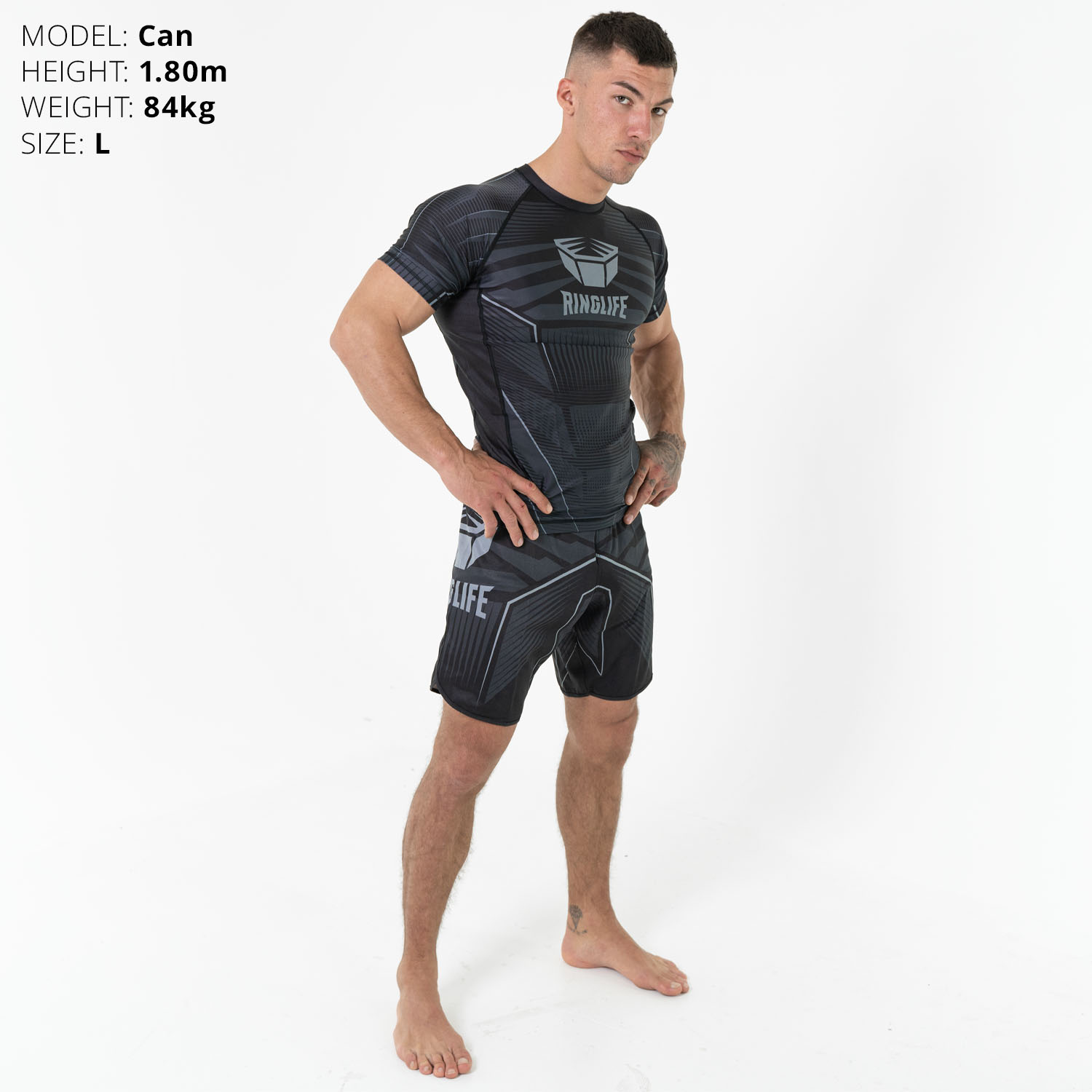 RINGLIFE Rashguard, S/S - Octaring schwarz-grau 3XL
