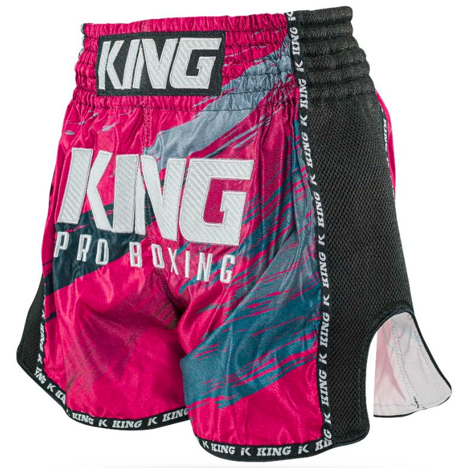 KING PRO Boxing Muay Thai Shorts, Storm 3, schwarz-pink, S