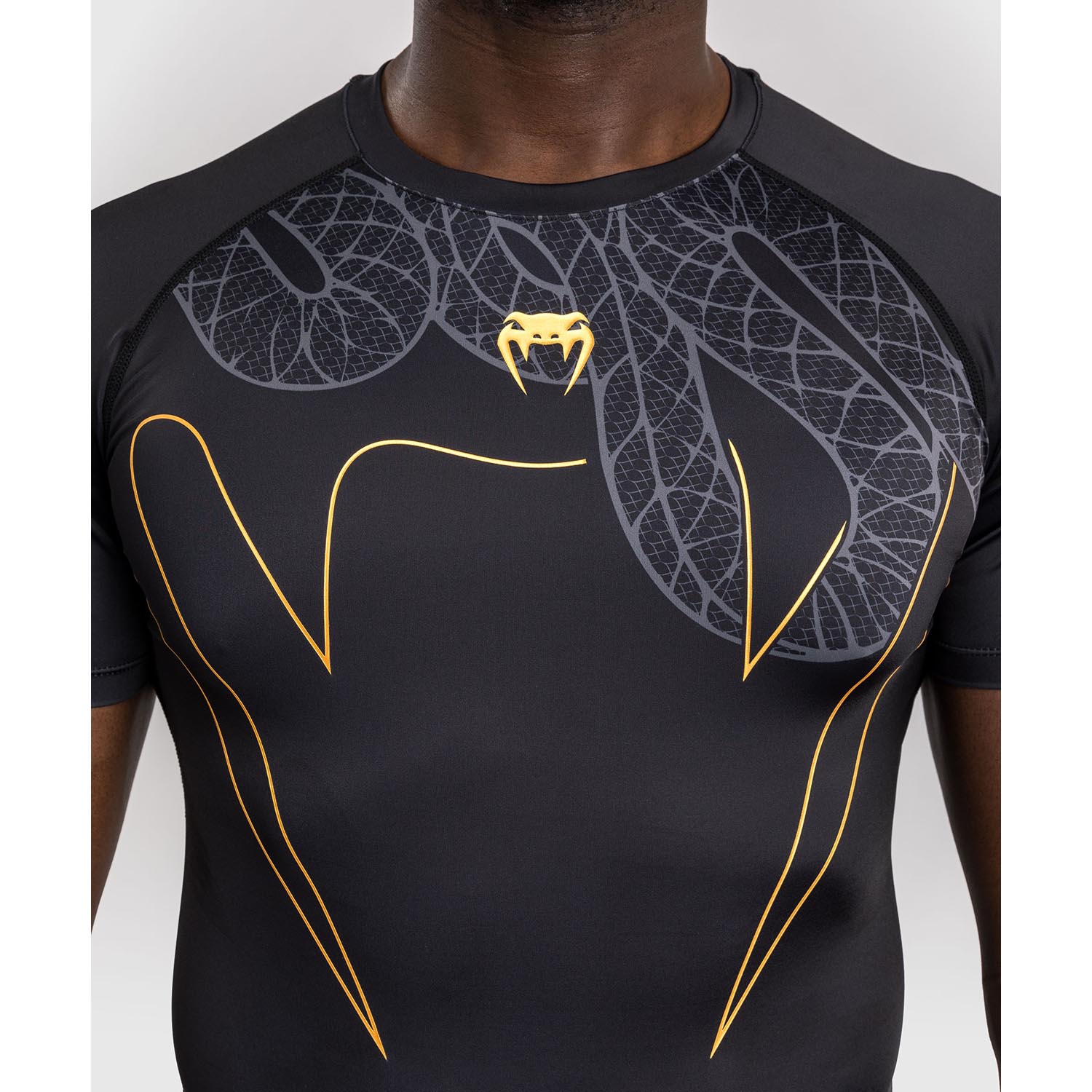 VENUM Rashguard, S/S, Serpenti, black-silver-gold, XXL