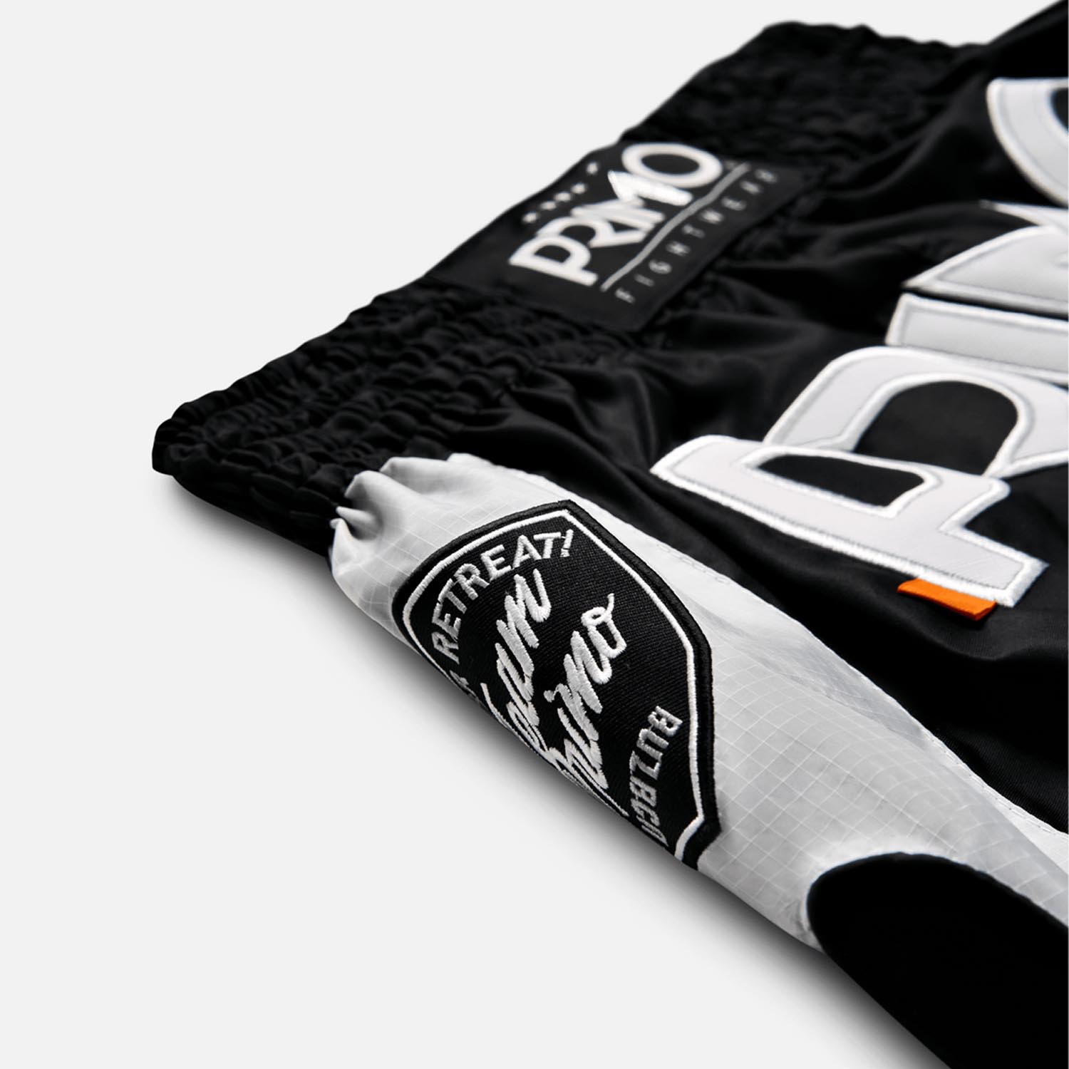 PRIMO Muay Thai Shorts, Off Wai, black-white, XXL